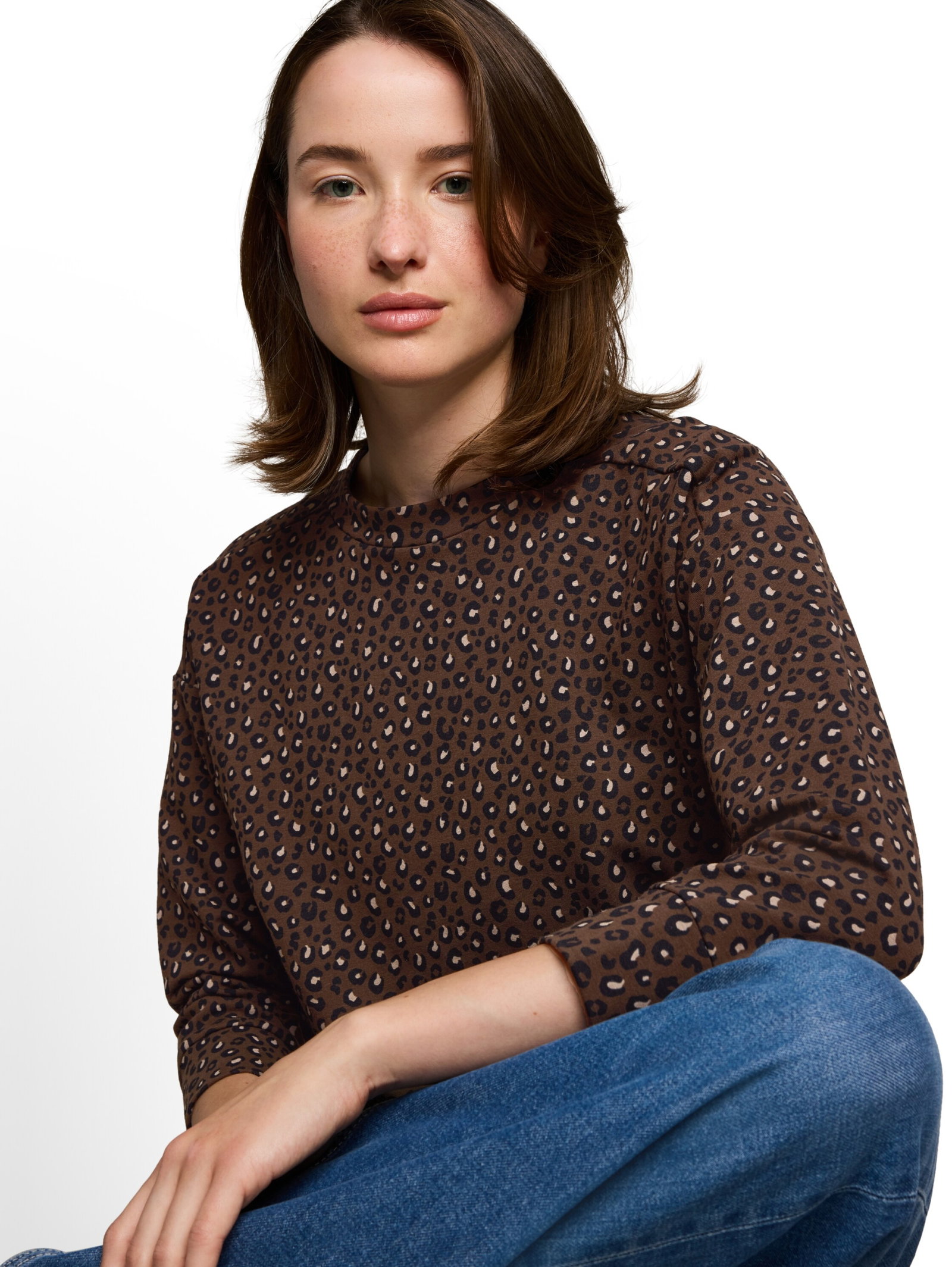 printed sweatshirt, brown black leo print #7