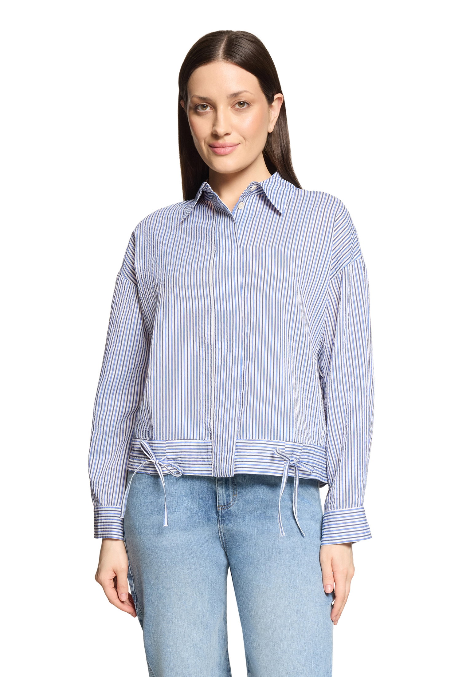 Bluse Kurz 1/1 Arm, Blue/White #3