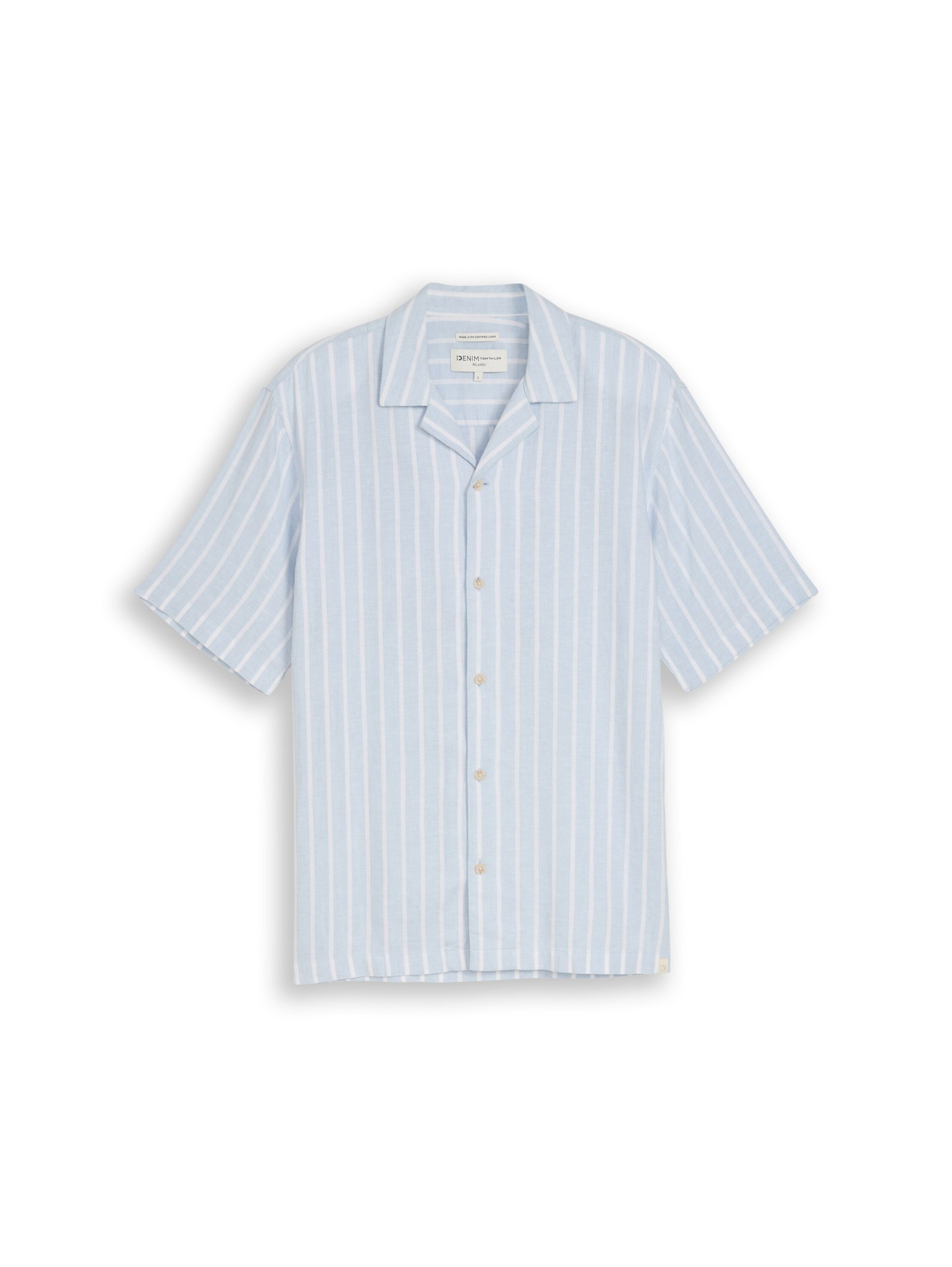 relaxed striped viscose linen, light blue white stripe #1
