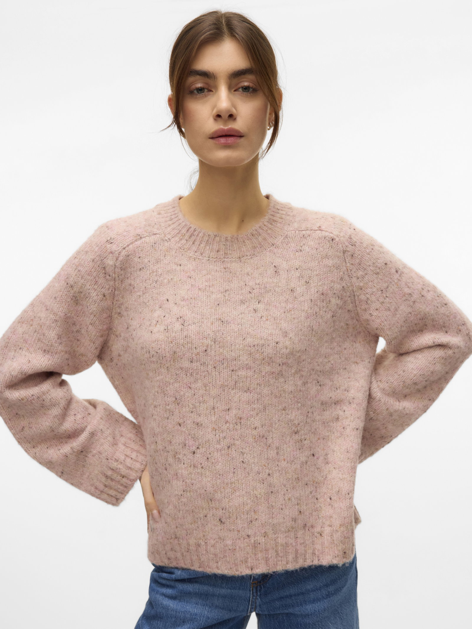VMINGRID LS O-NECK PULLOVER, Pink Dogwood/W. MELANGE LL19 FROM C #6