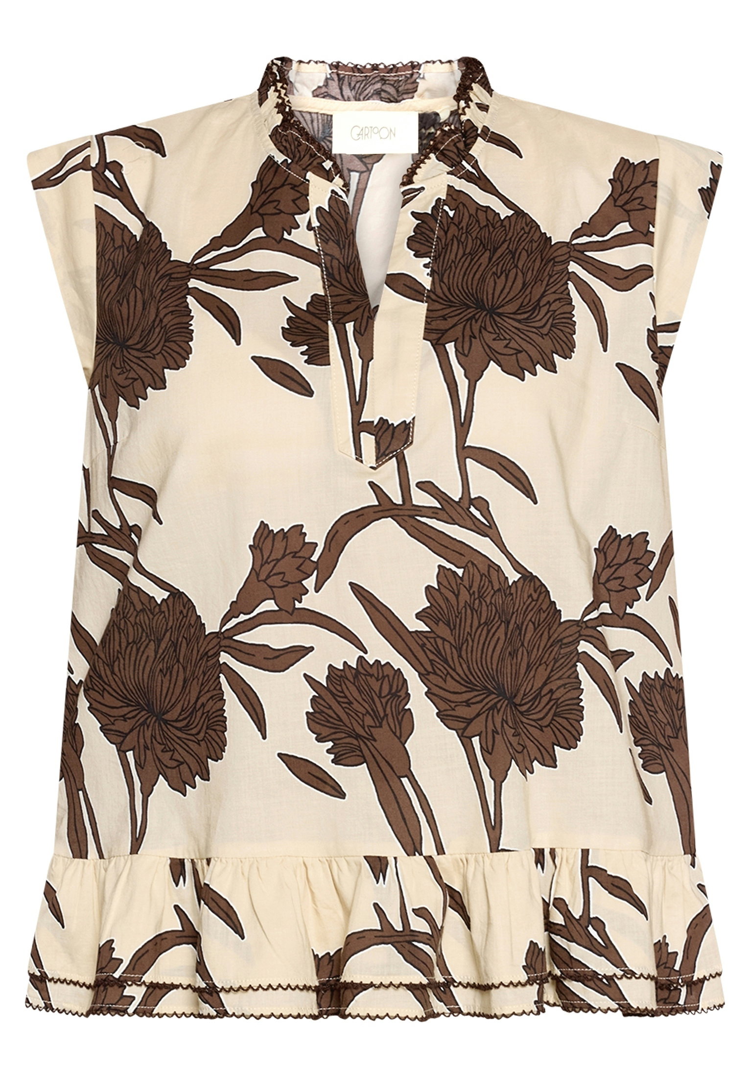 Bluse Kurz 1/2 Arm, Beige/Brown #1