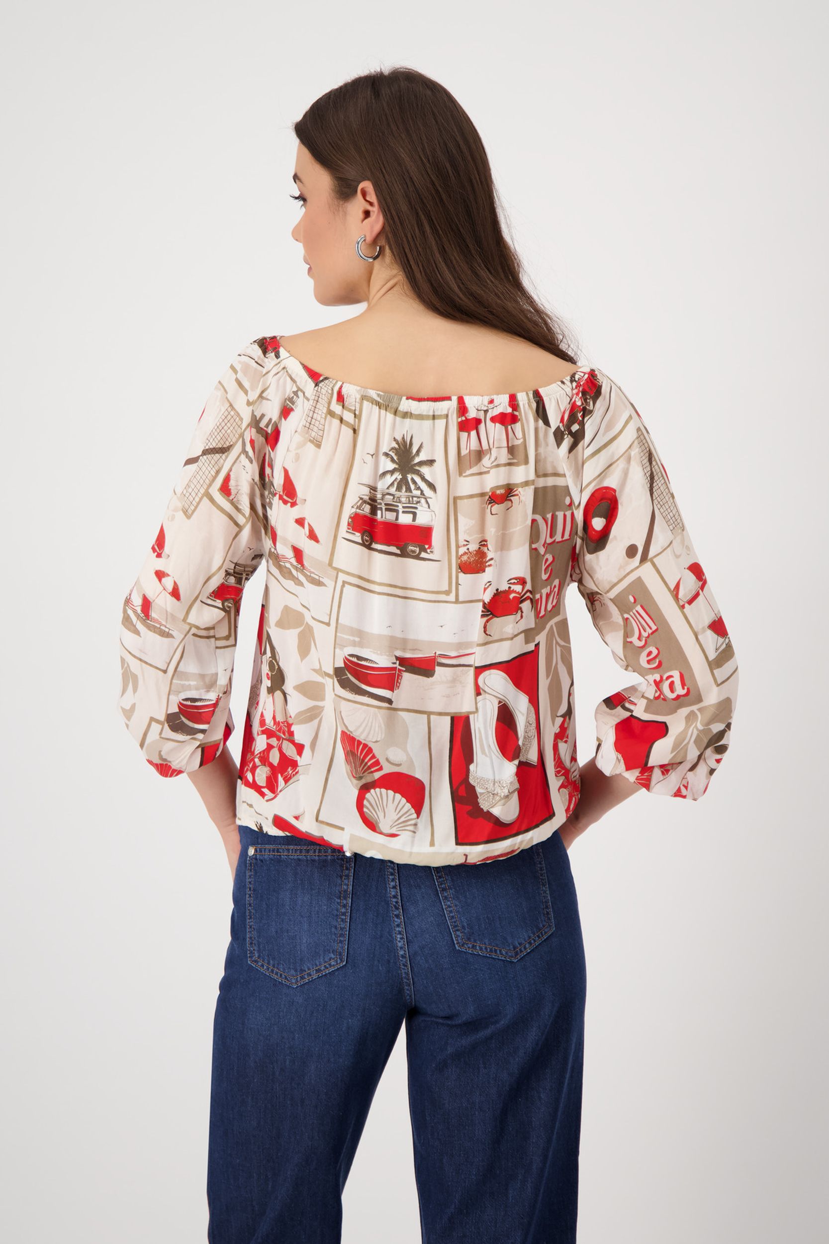 Monari |  Monari Druckbluse  | 46 | red gemustert