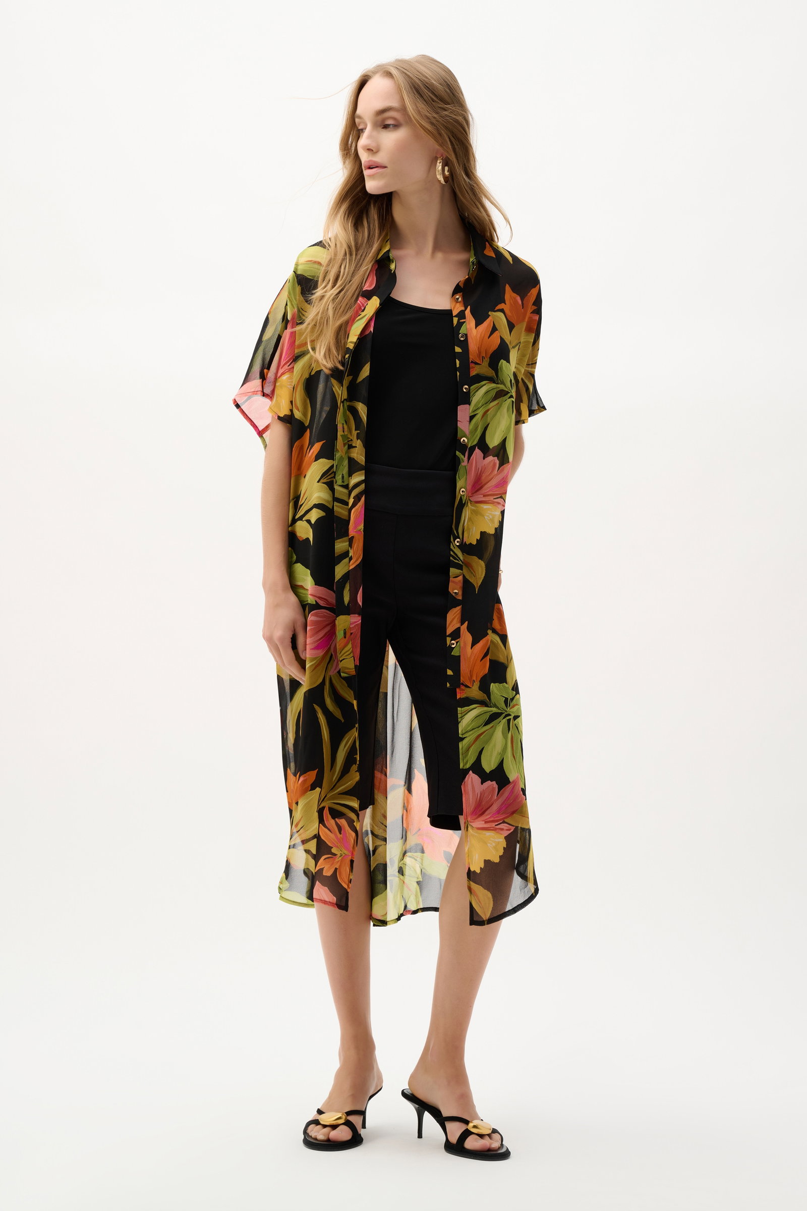 Joseph Ribkoff Chiffon-Bluse mit tropischem Print #1