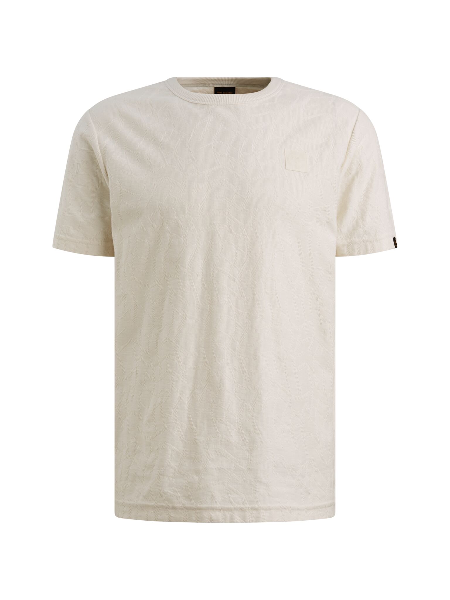 Short sleeve r-neck jacquard jerse, Egret #1