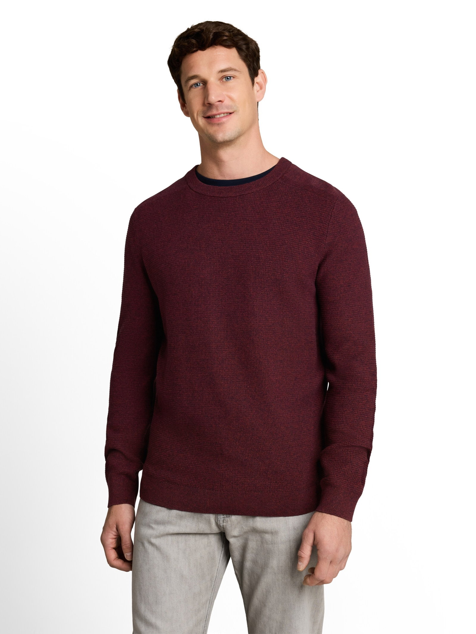 mouline structured crew neck k, red navy mouline #5