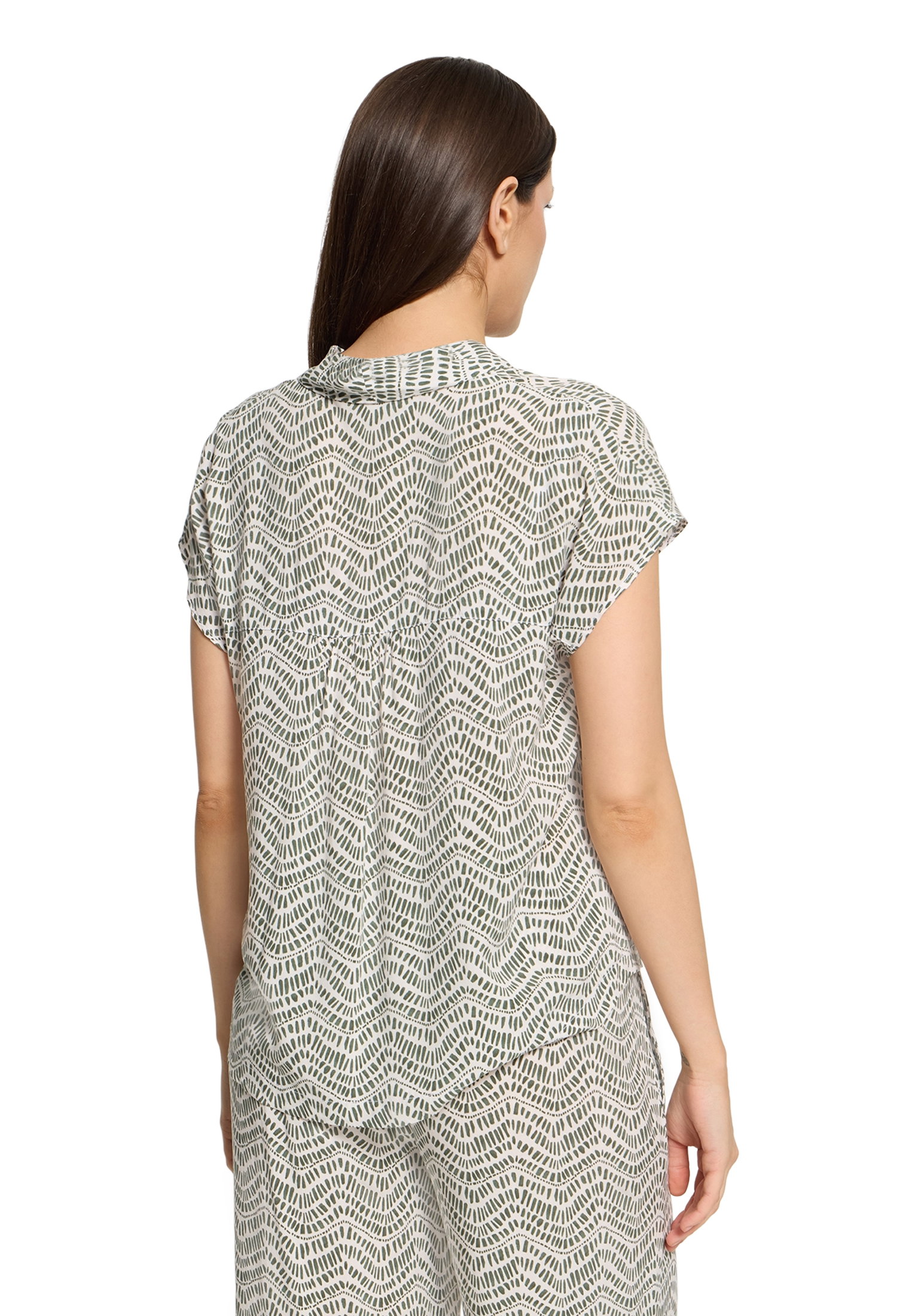 Bluse Kurz 1/2 Arm, Cream/Khaki #4