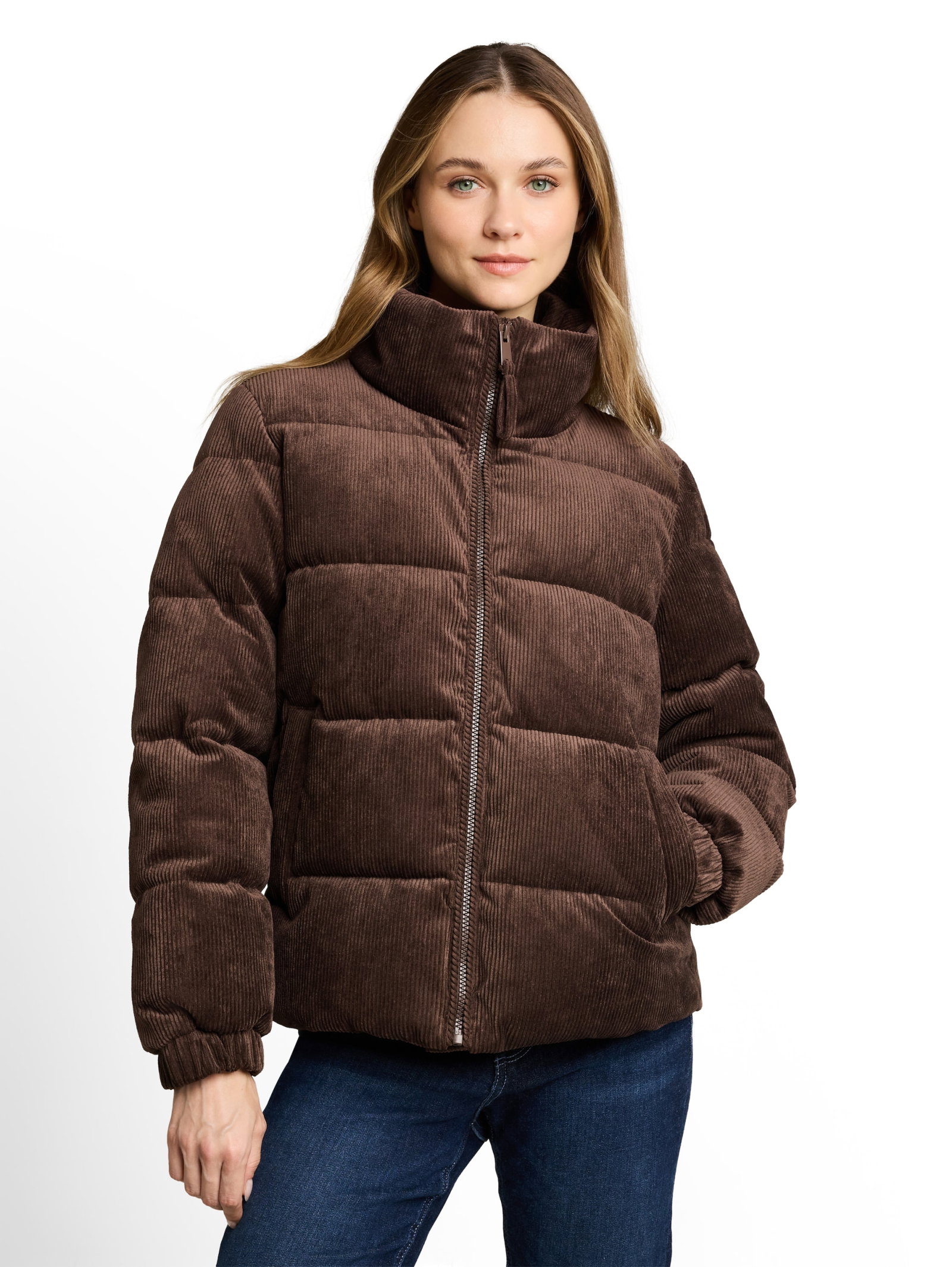 corduroy puffer jacket, cool dark brown #6