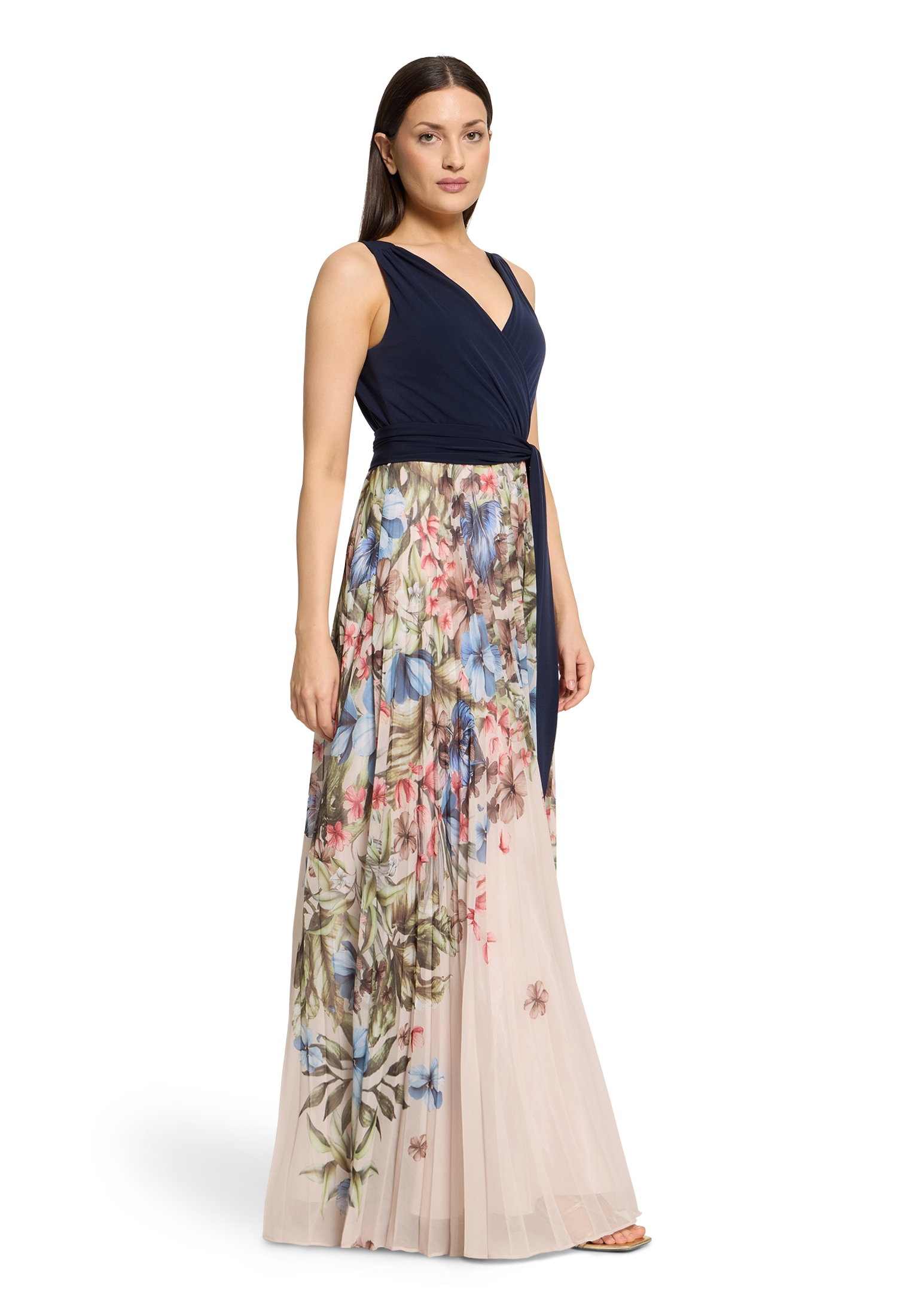 Kleid Lang ohne Arm, Patch Dark Blue/Cream #5