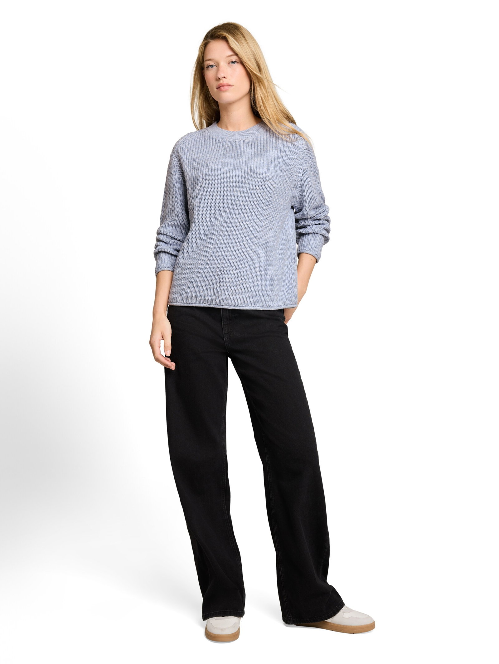 knit mouline crew-neck, foggy blue mouline #3