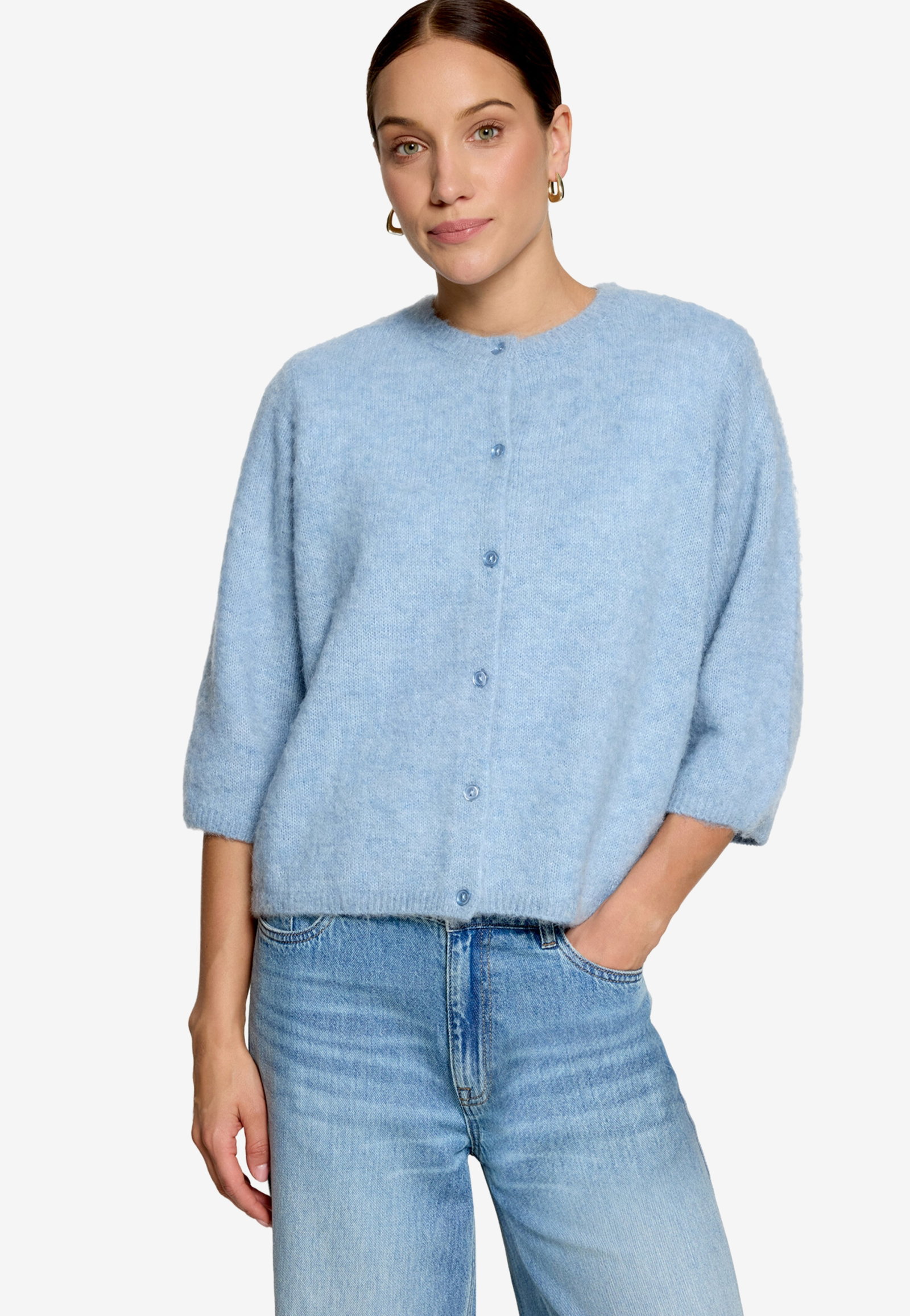 Strickjacke Kurz 3/4 Arm, Ashley Blue Melange #2