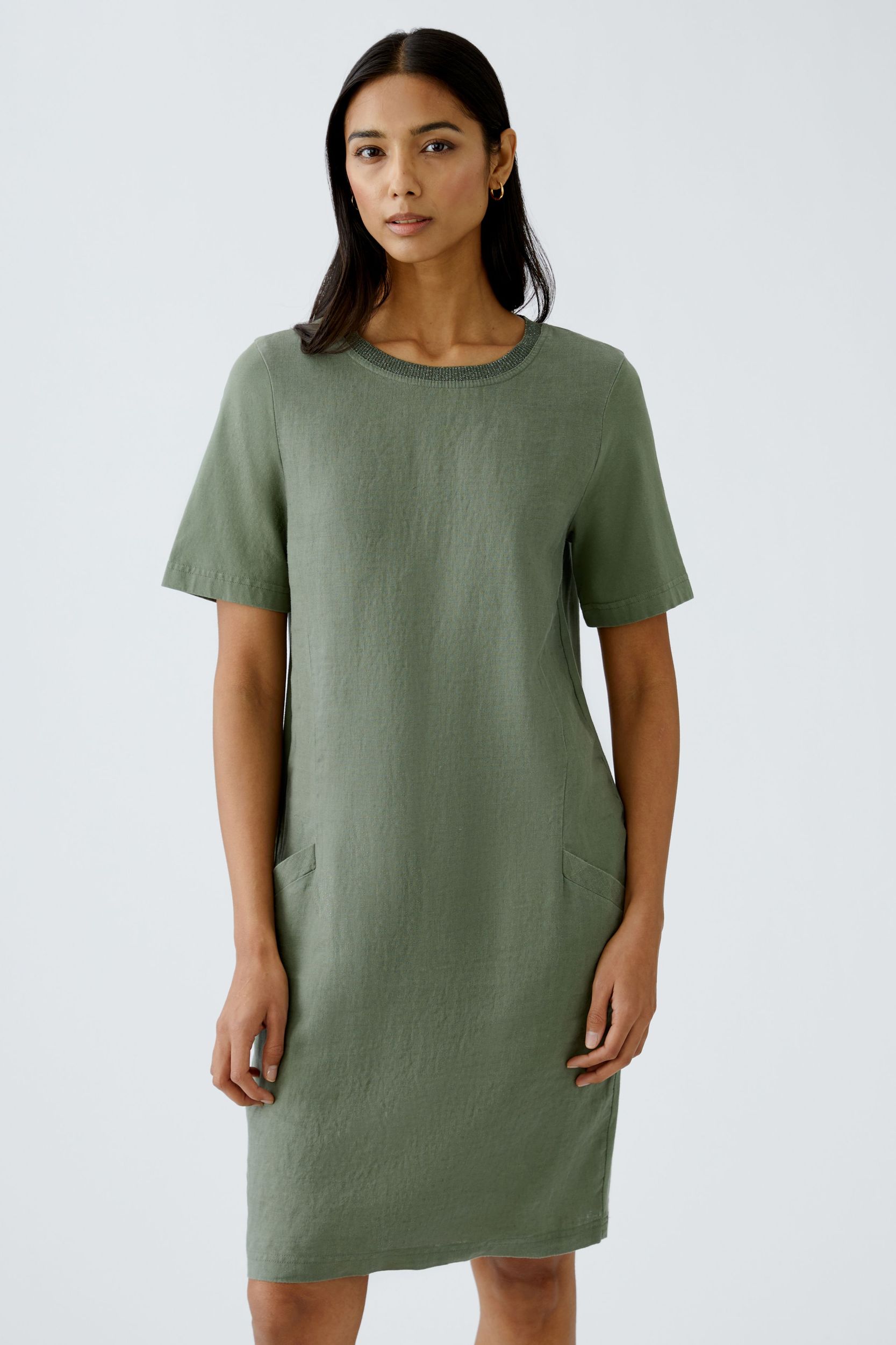 Oui |  Oui Kleid aus Leinen  | 44 | shaded moss