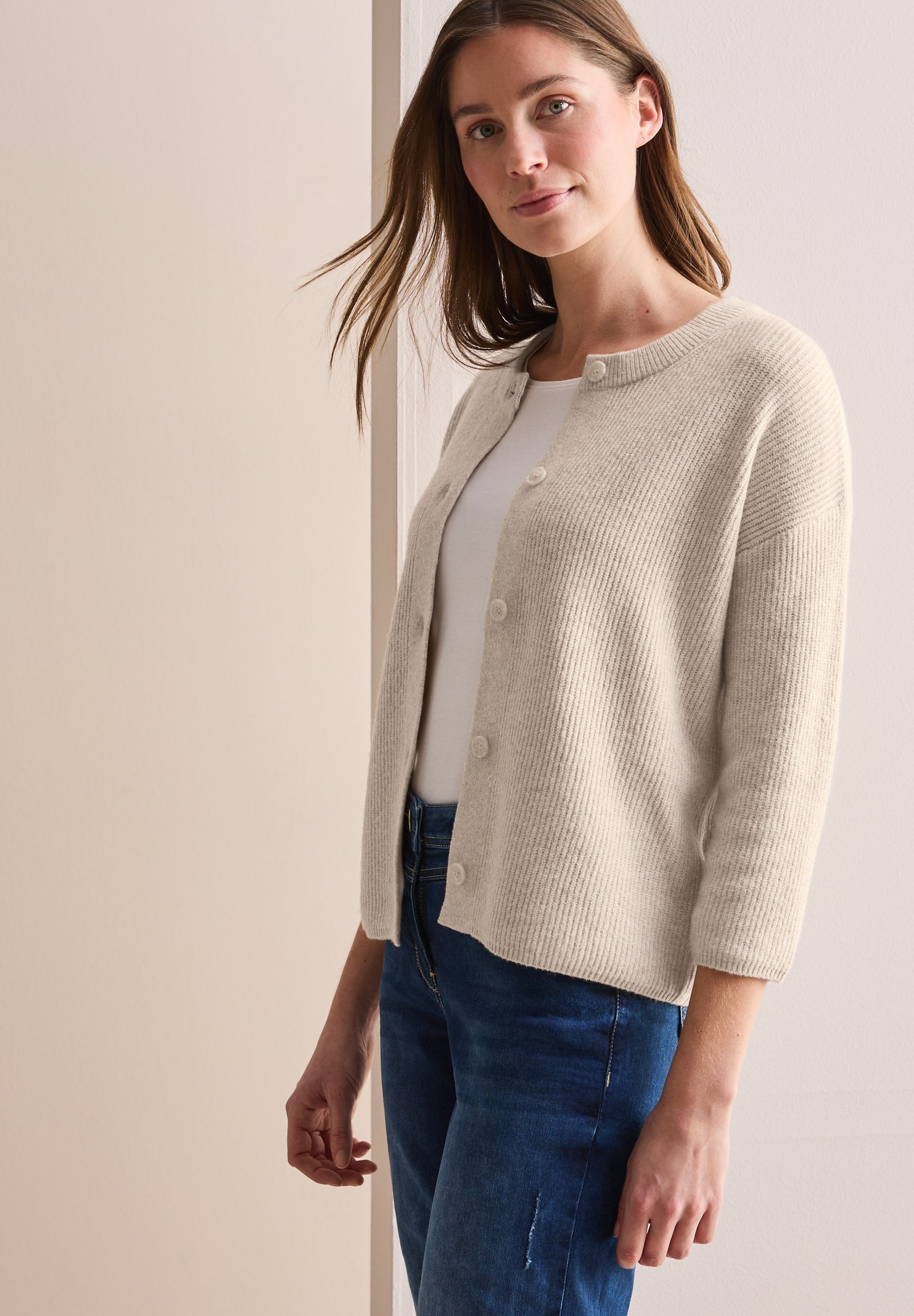 CECIL |  CECIL Strickjacke | Cardigan  | L | desert beige melange