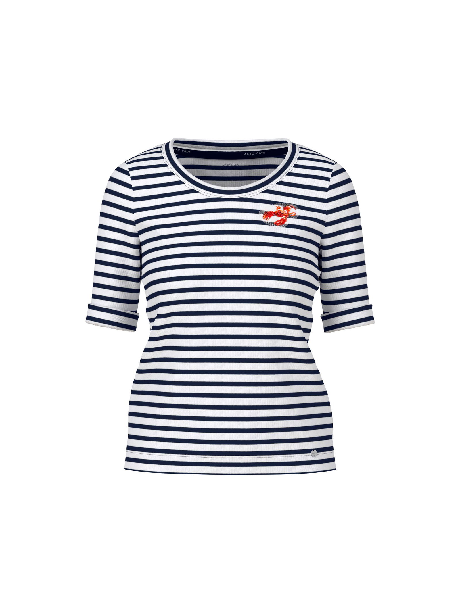 b6f3a5b0f983e70a4a0d0e6783c1053b Marc Cain Additions | Gestreiftes T-Shirt in Cotton-Ripp | 42 | navy