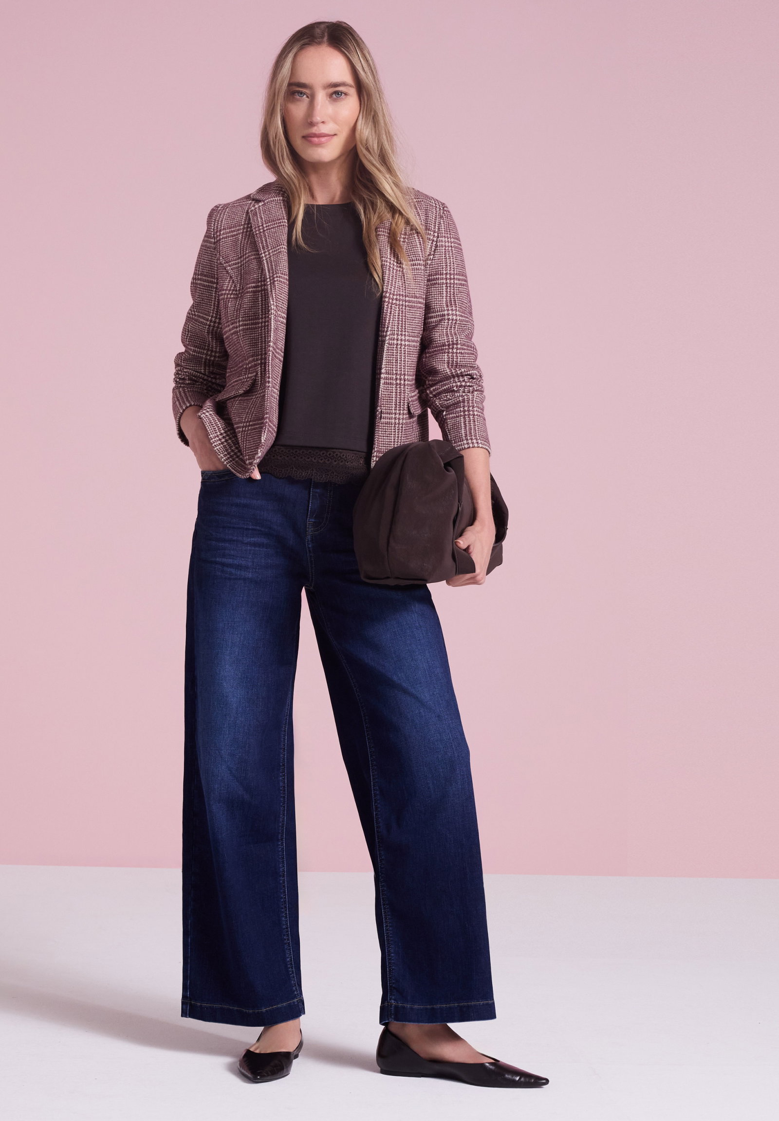 LTD QR Check Blazer, rustic rouge #6