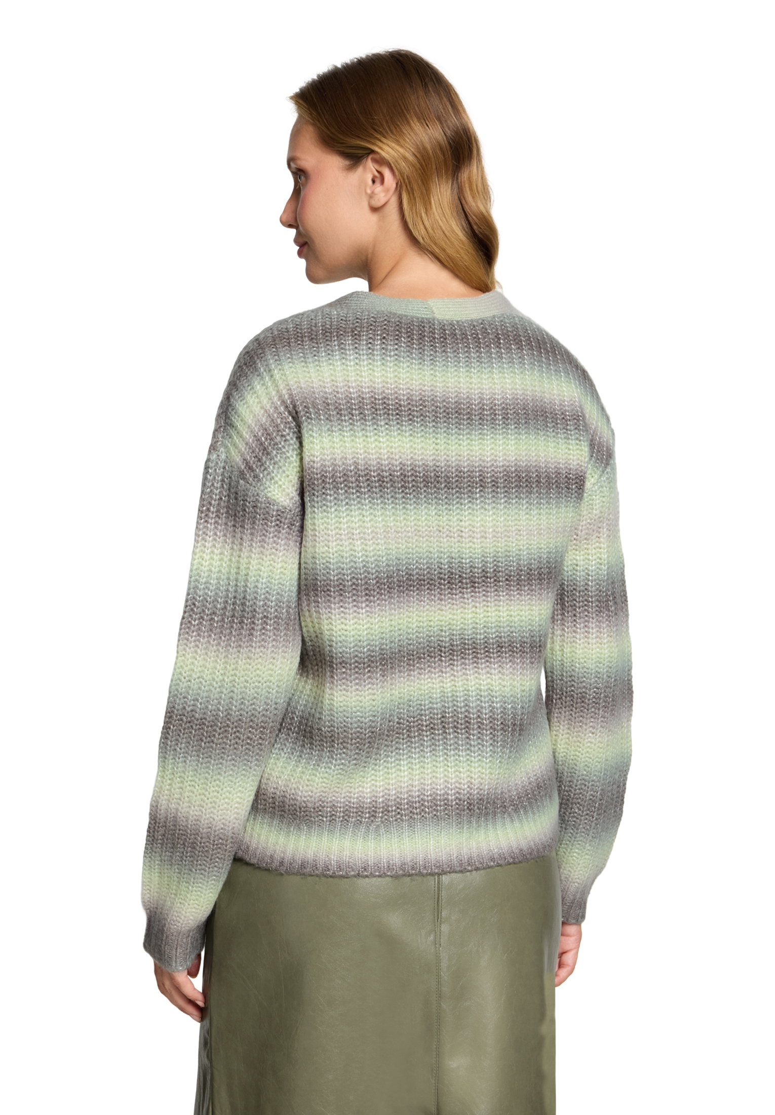 Strickjacke Kurz 1/1 Arm, Khaki/Cream #4