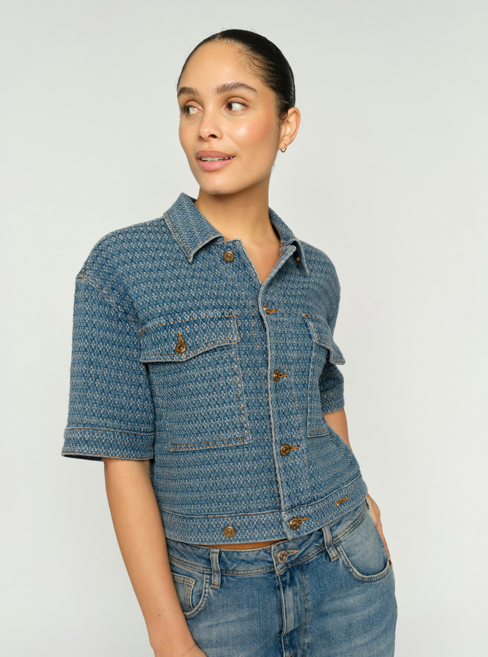 Mos Mosh Relaxed Fit Jacke in Denim-Optik mit Brusttaschen Ebba #5