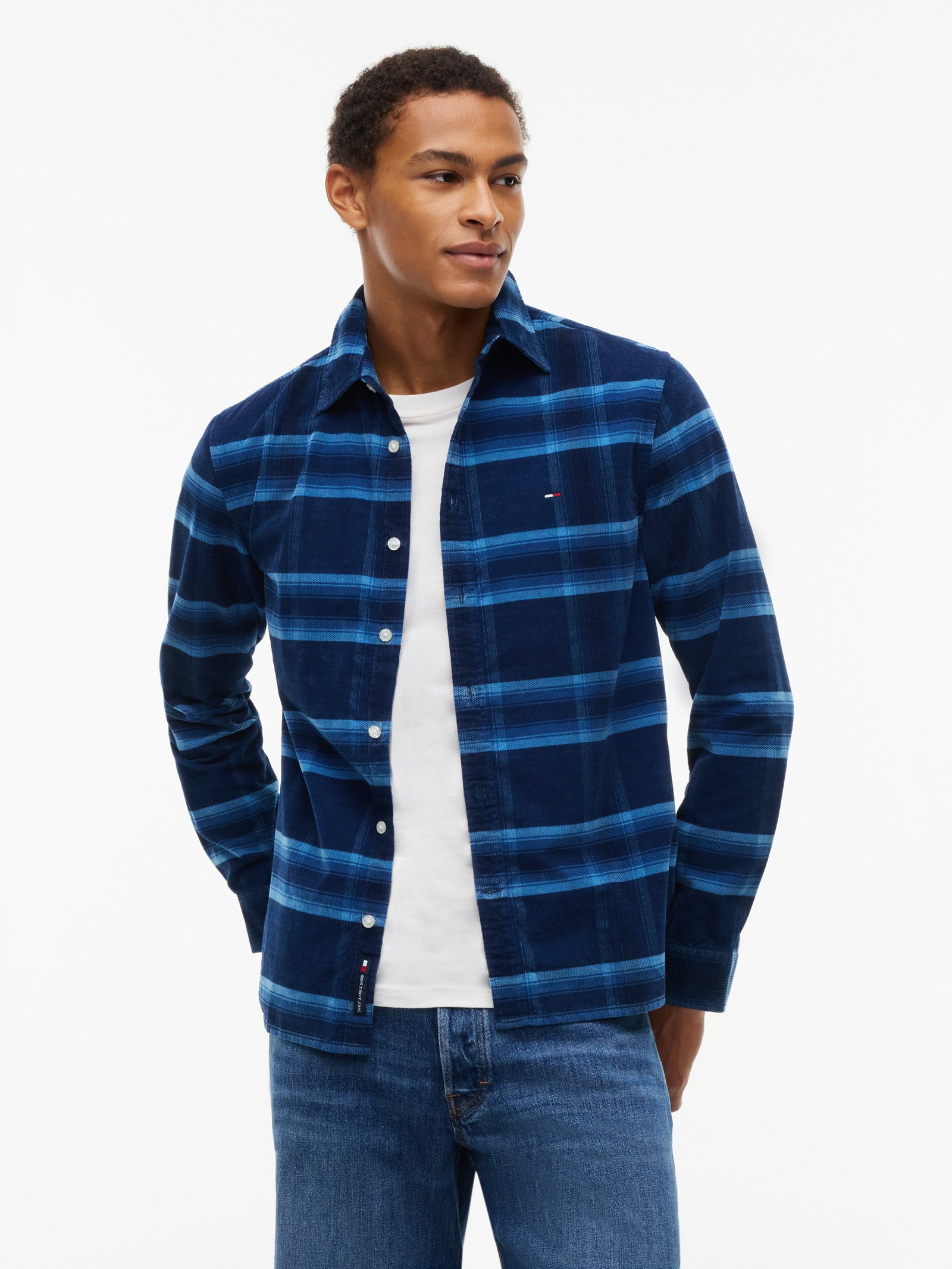 TJM REG PATTERN CORDUROY SHIRT, BLU #2