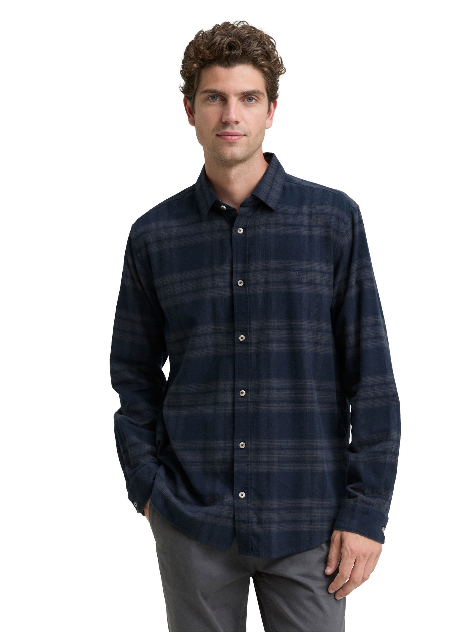 |  tonal check shirt, navy tonal check | M