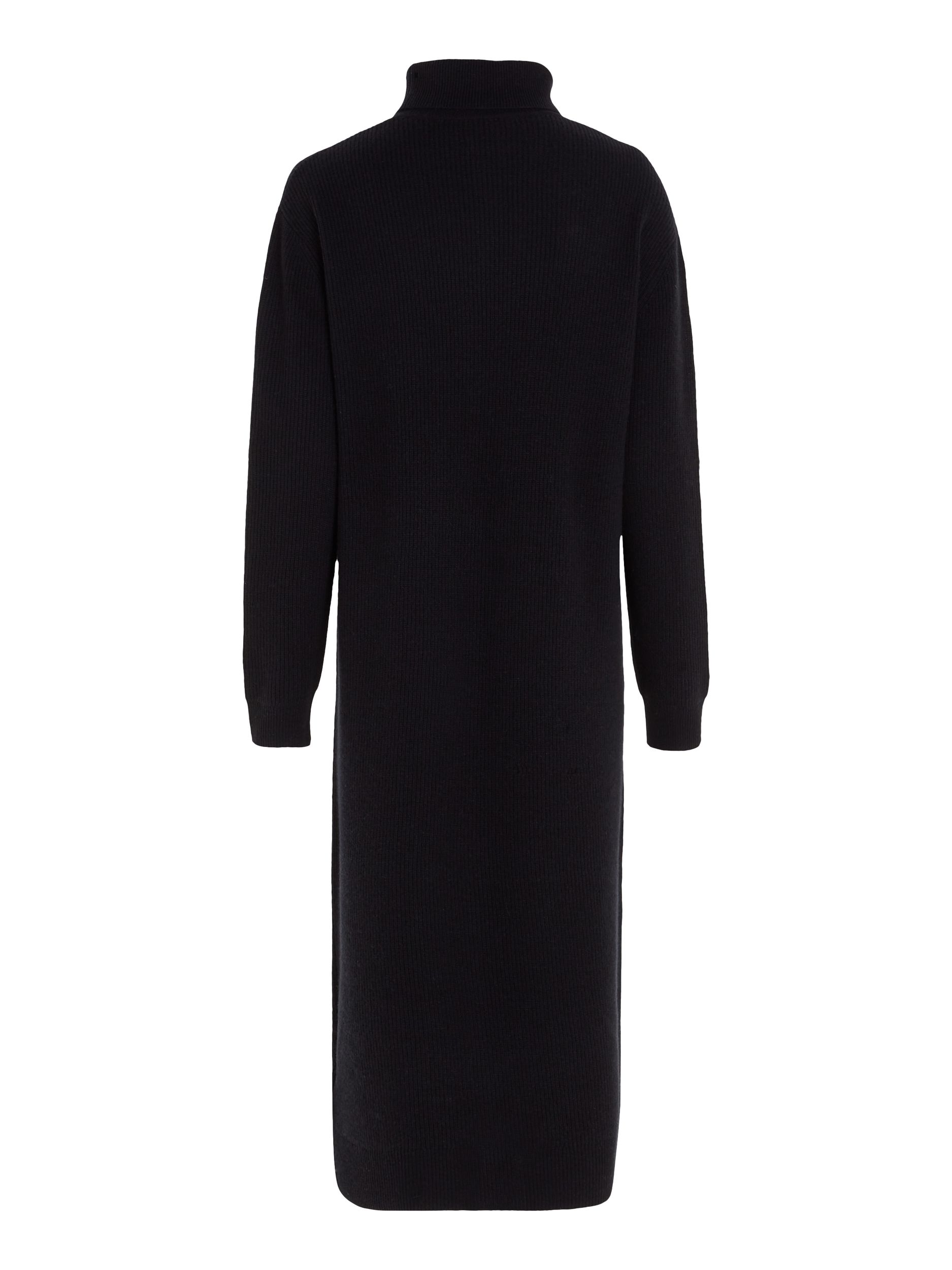 MD WOOL CASH ROLL-NK MIDI DRESS