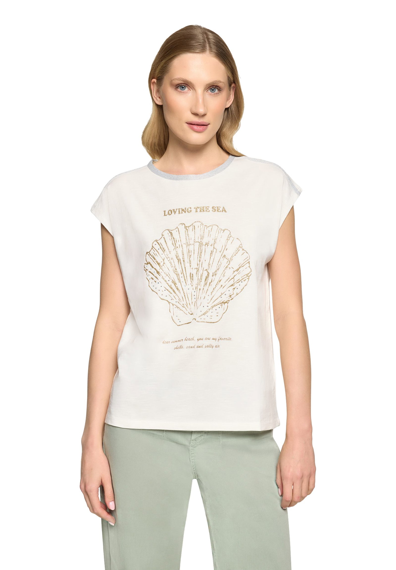 Cartoon |  Rundhals-Shirt | 36 | patch cream/gold