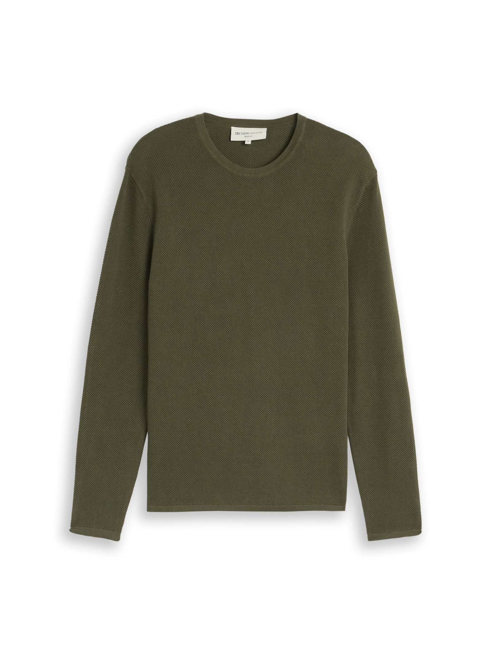 basic structred crew neck knit, urban olive green #1