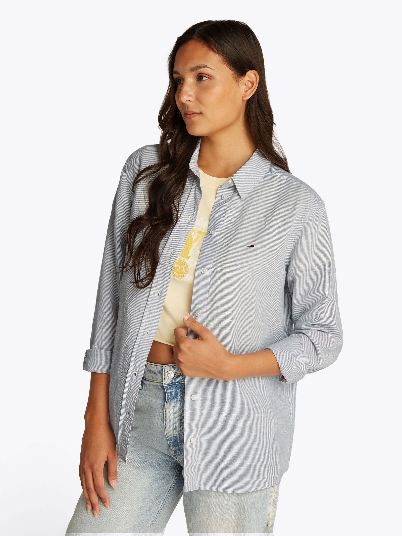 Tommy Jeans |  Tommy Jeans Druckbluse  | L | breton stp/ desert sky/ ecru