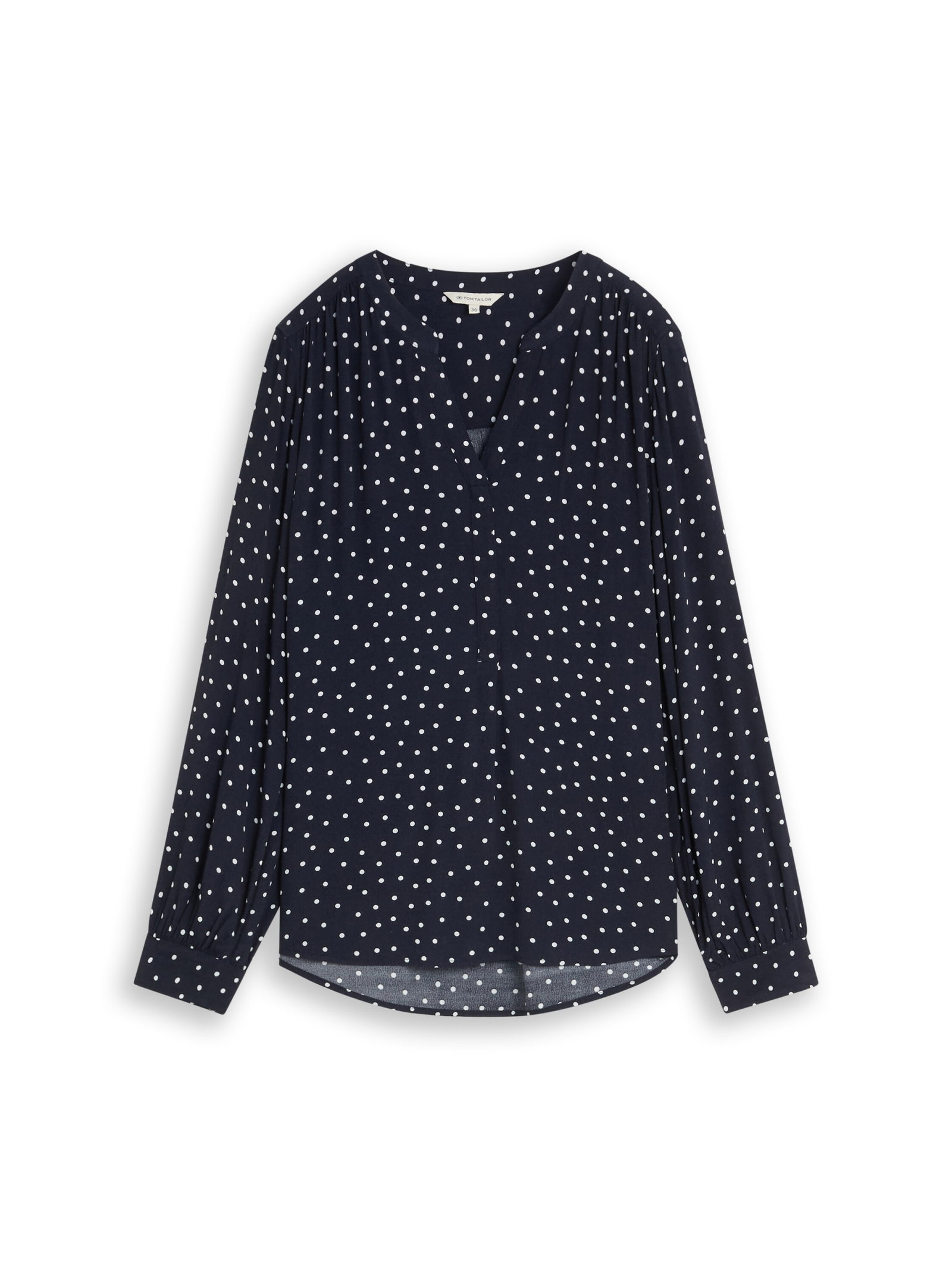 blouse easy longsleeves shape, navy white small dot design #7