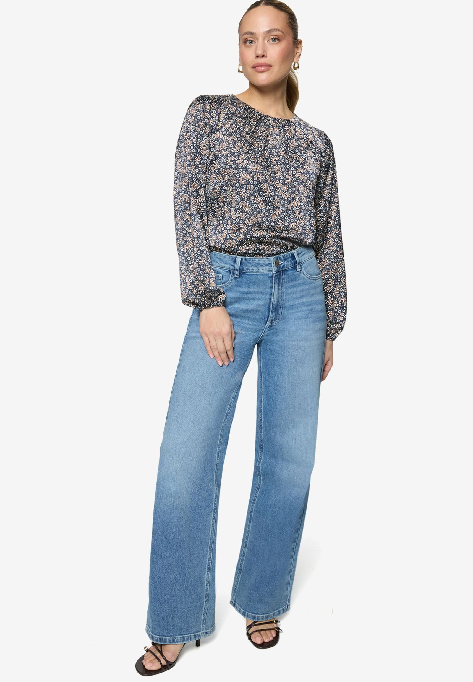 Zero |  Zero Druckbluse  | 34 | dark bluecream