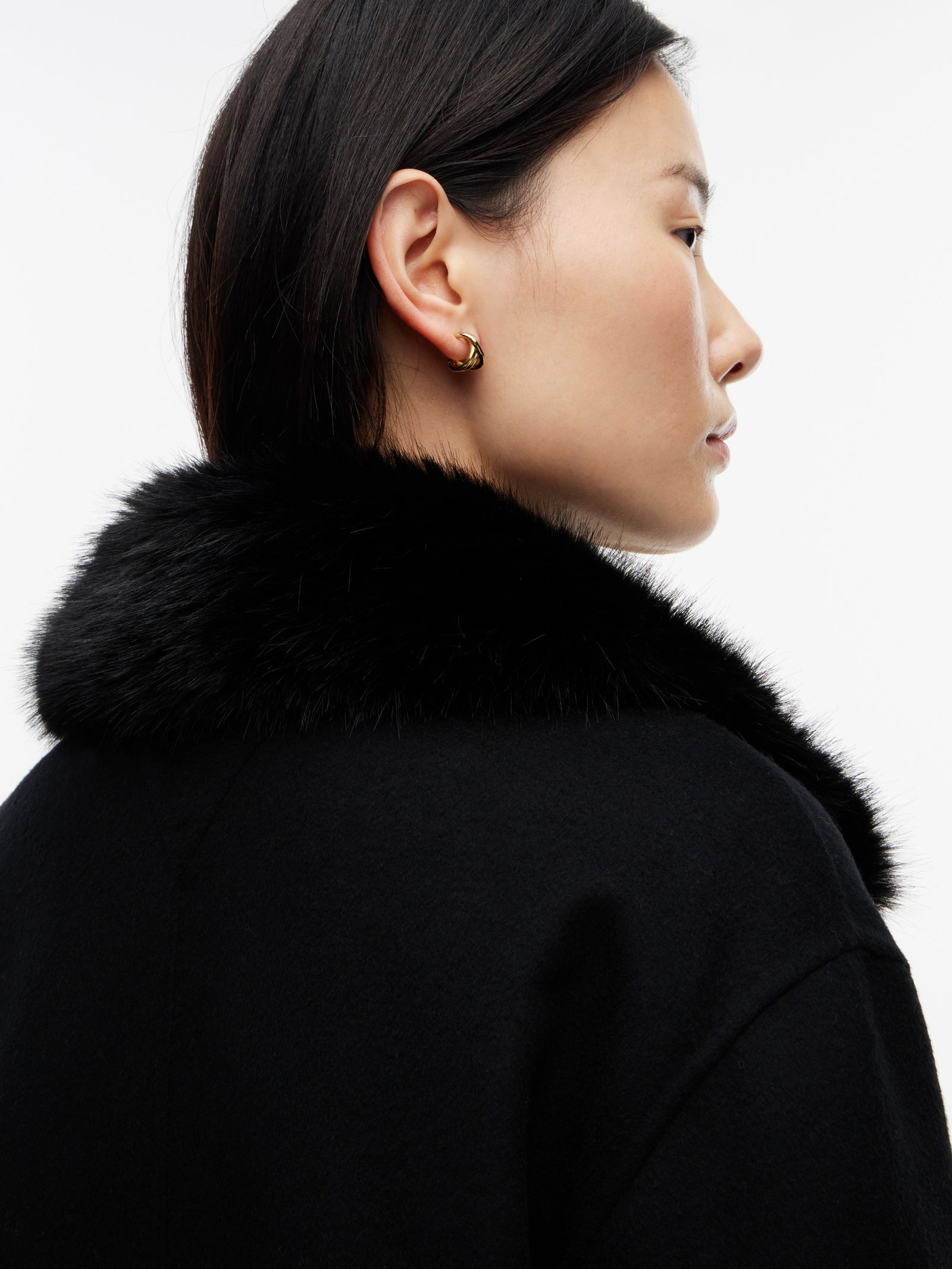 DF WOOL LADY JACKET WITH FUR, BLACK #6