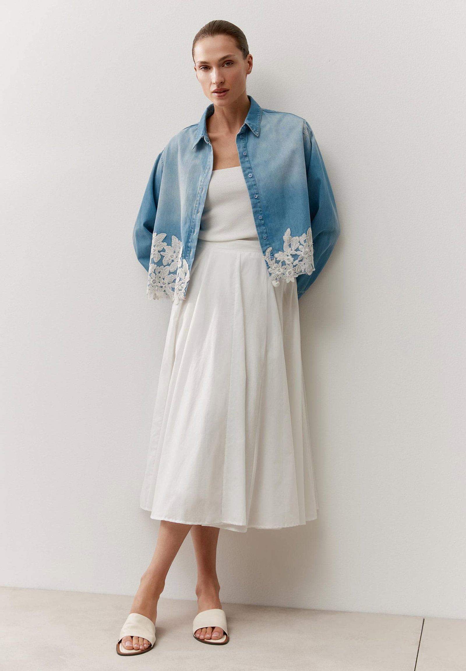 More & More |  Jeanshemd mit Spitzenbesatz | 34 | 1500_0961