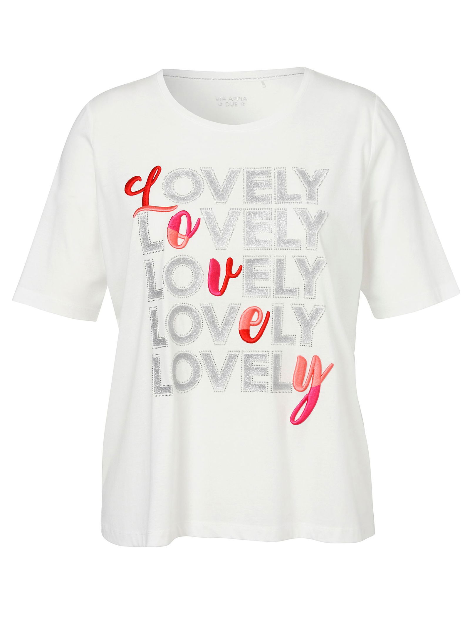 5ccafaad503bcdc42d64676f92de52c4 VIA APPIA DUE |  T-Shirt Rundhals 1/2 Arm Druck Motiv Stickerei | 44 | ecru multicolor