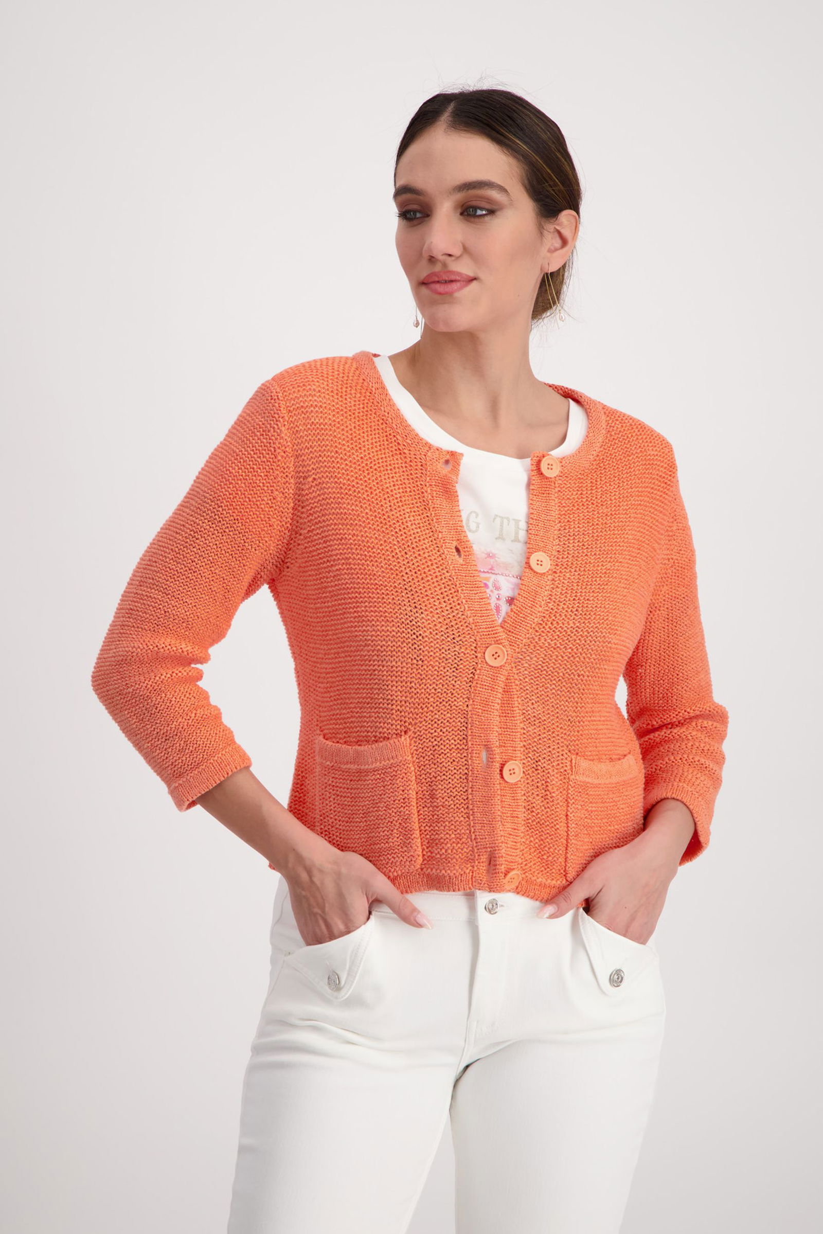 Monari Strickjacke Cardigan apricot 44 NEW-794370