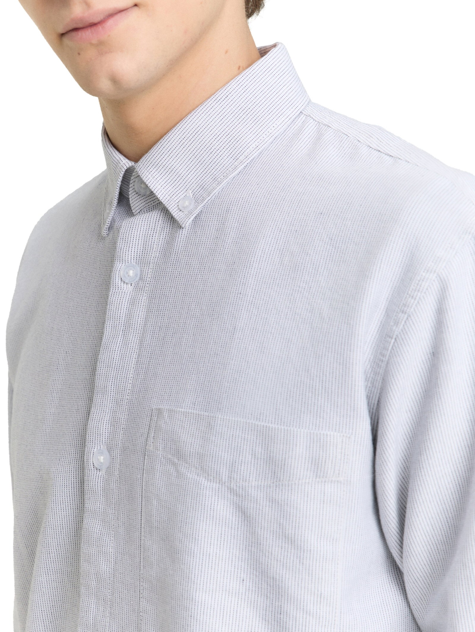 relaxed striped shirt, white small stripe #12
