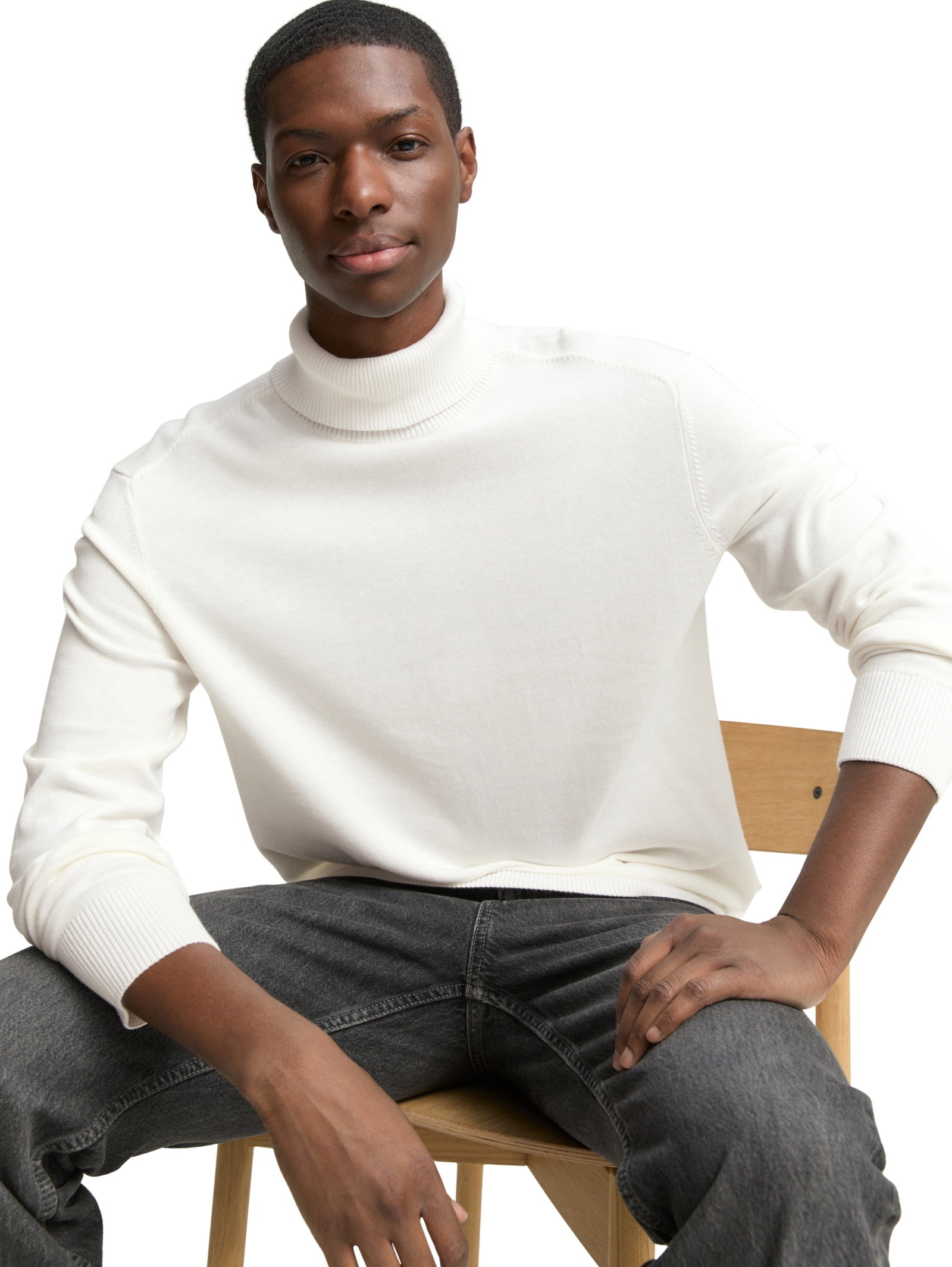 basic turtleneck knit, Wool White #5