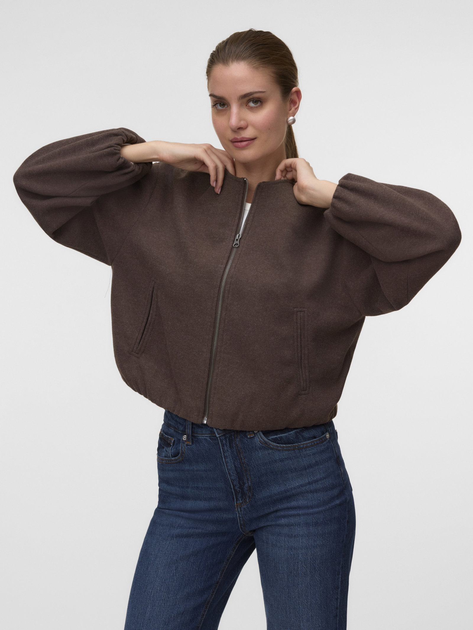 VMCHLOE LS BOMBER JACKET NOOS, Chocolate Torte/MELANGE #4