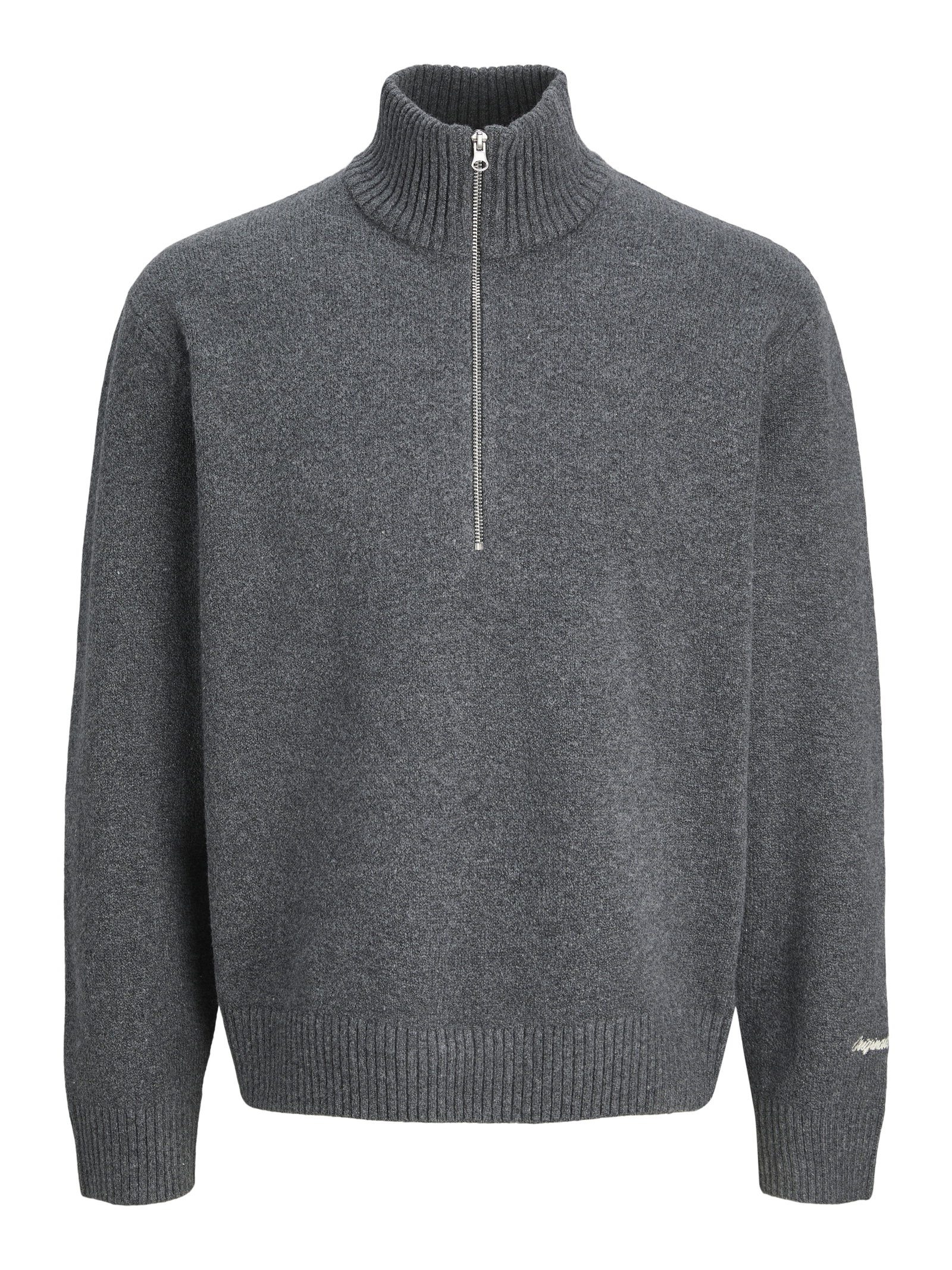 JORNORREBRO KNIT HALF ZIP JNR, Dark Grey Melange #1