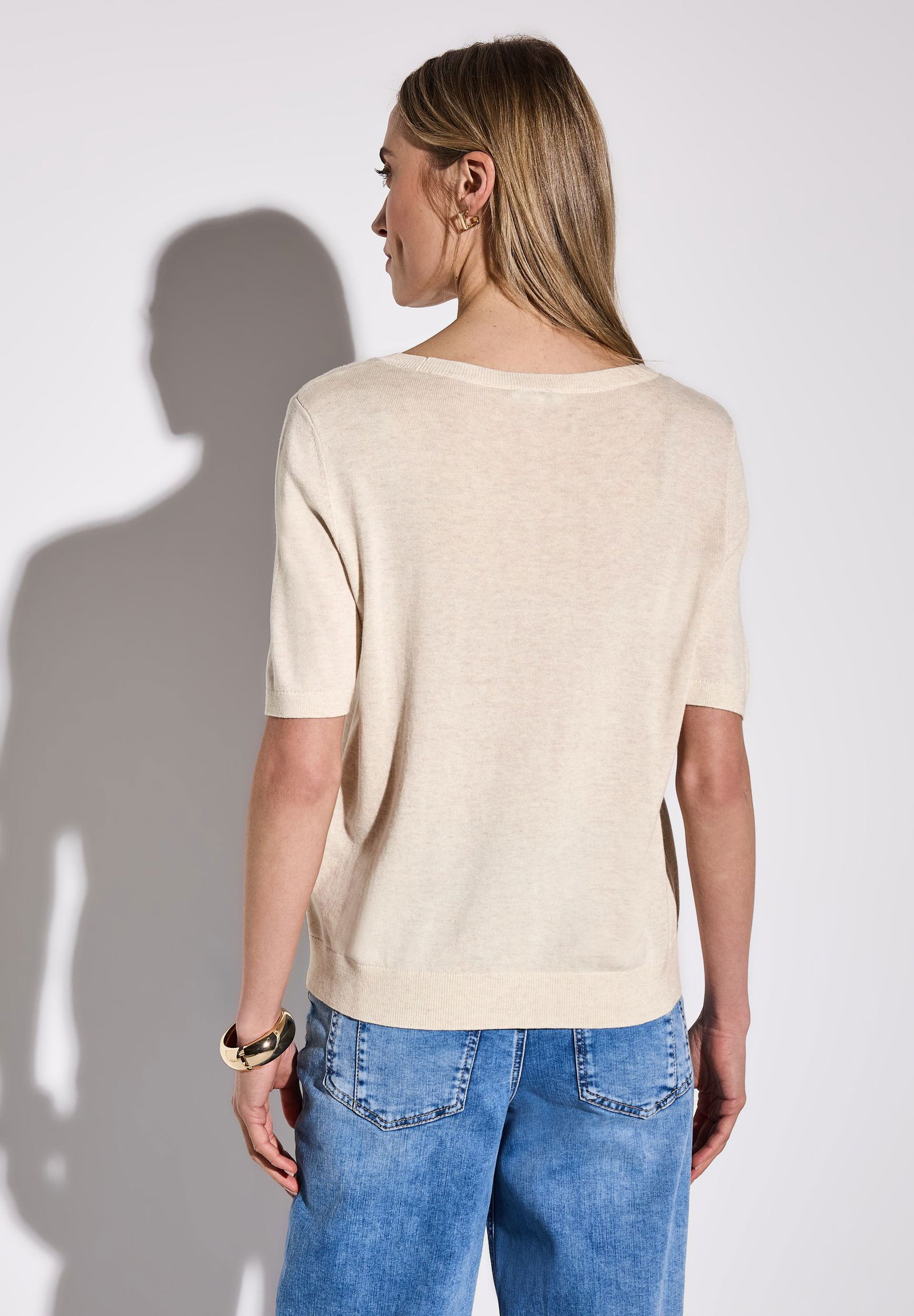  |  Kurzarmpullover | 44 | cream white melange
