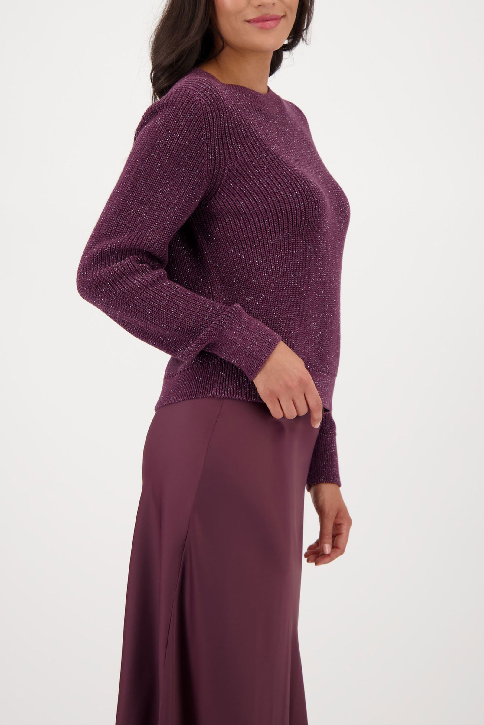 Monari | Monari Basic-Strickpullover mit Lurex | 36 | bordeaux