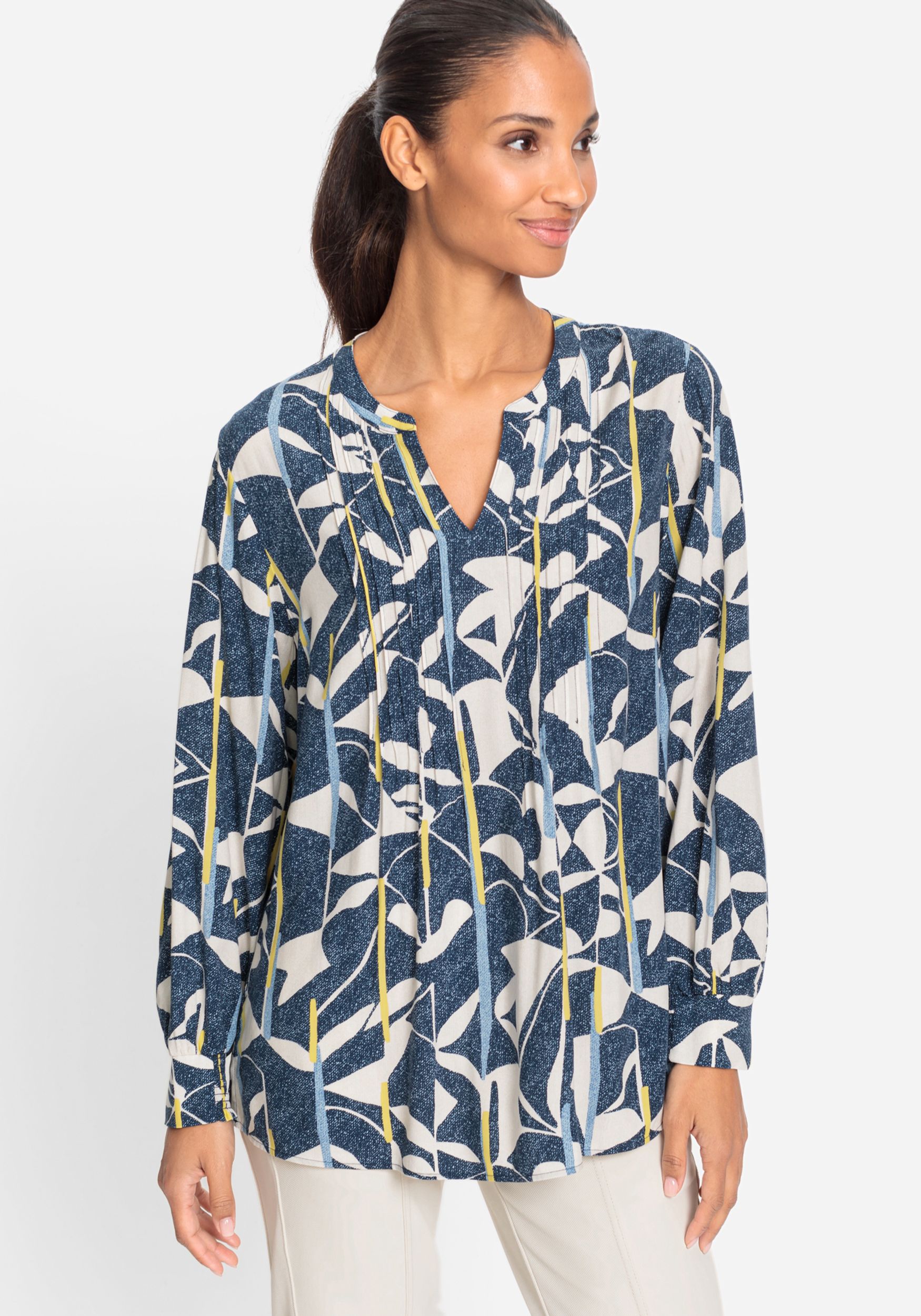 Olsen |  Olsen Druckbluse  | 46 | ink blue