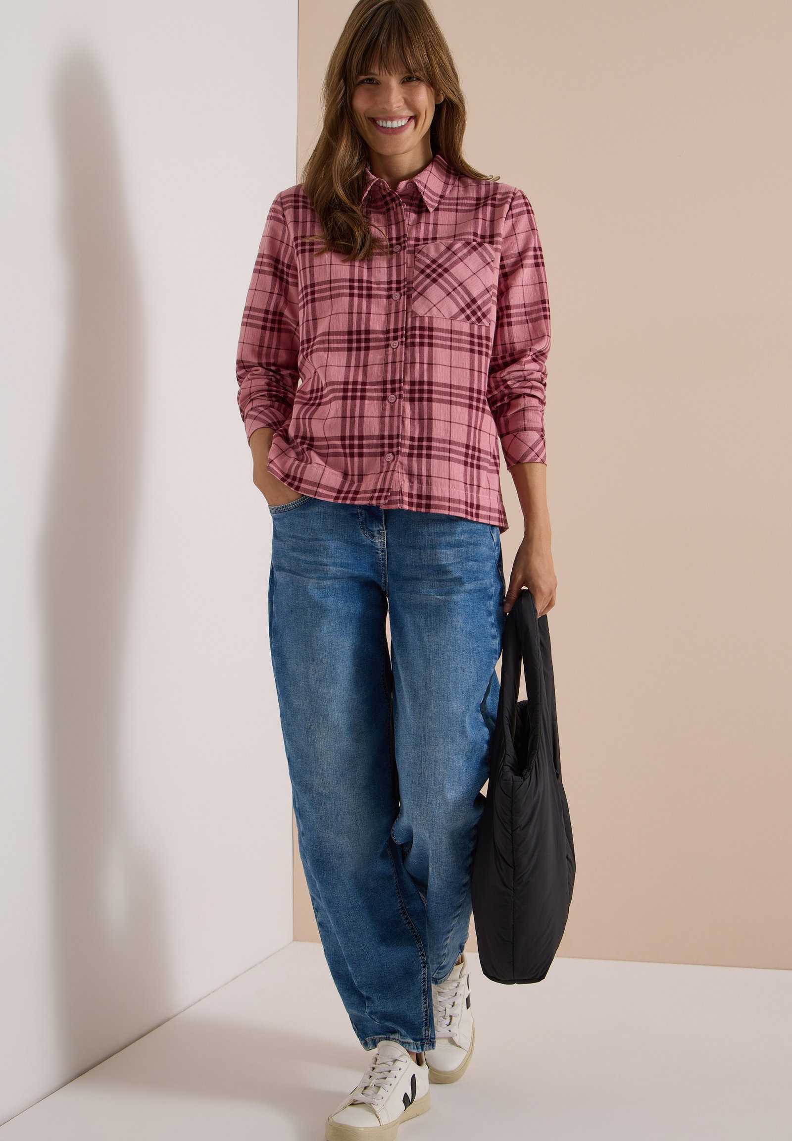 TOS Check Corduroy Blouse, velvet rose #5
