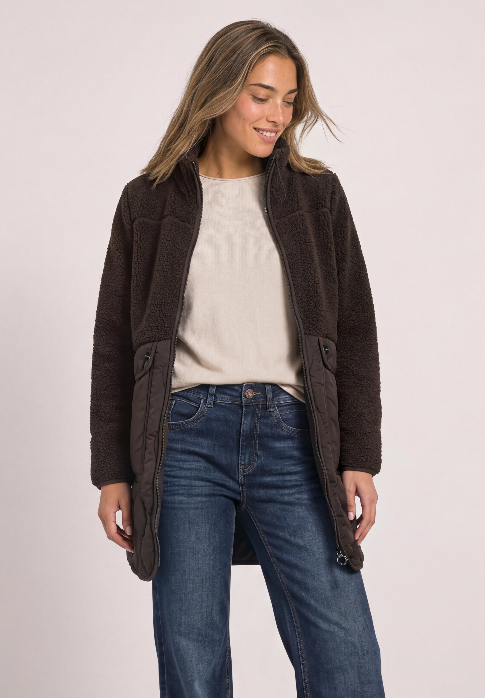 Mat Mix Teddy Coat w. Quilting, auburn brown #3