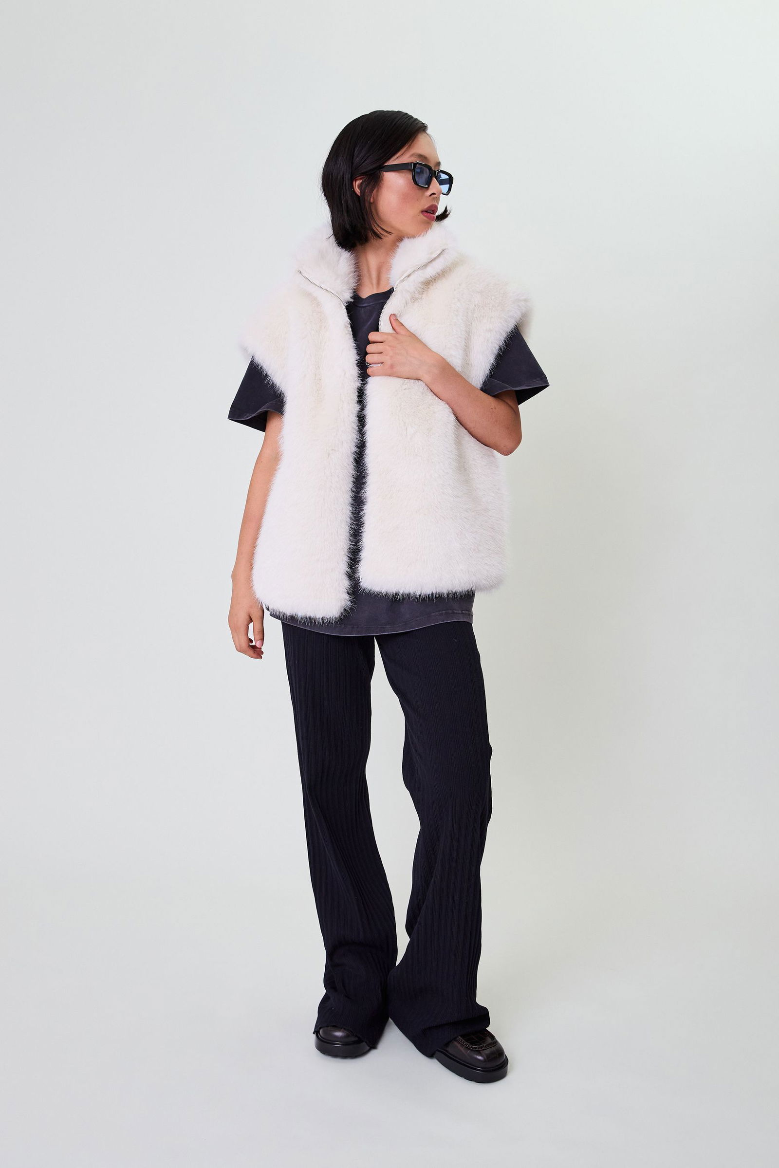 Oh April | Oh April Fake Fur Weste TRIXIE Waistcoat ivory | S | 1006 IVORY