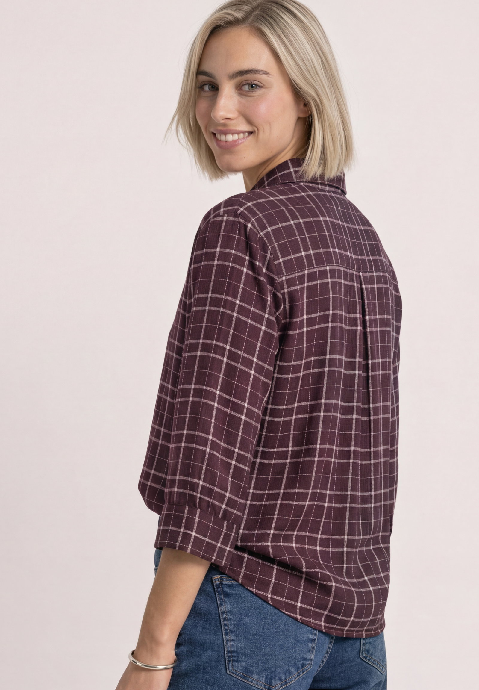 Check shirtcollar blouse, rustic rouge #4