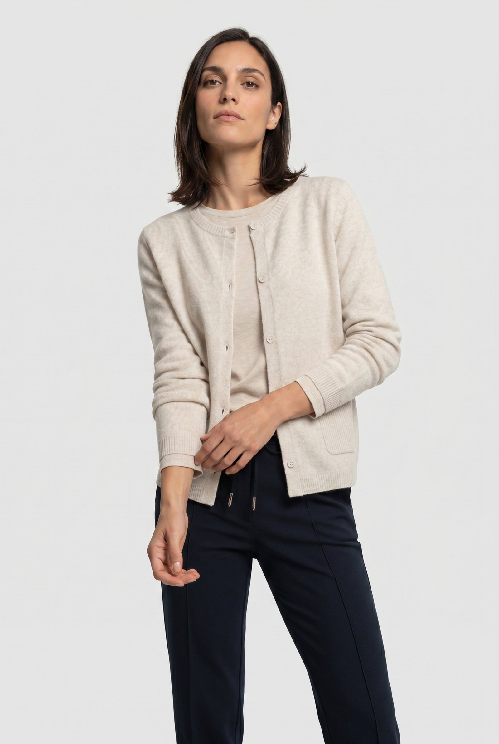 Cardigan Long Sleeves, Almond Beige Mel. #3