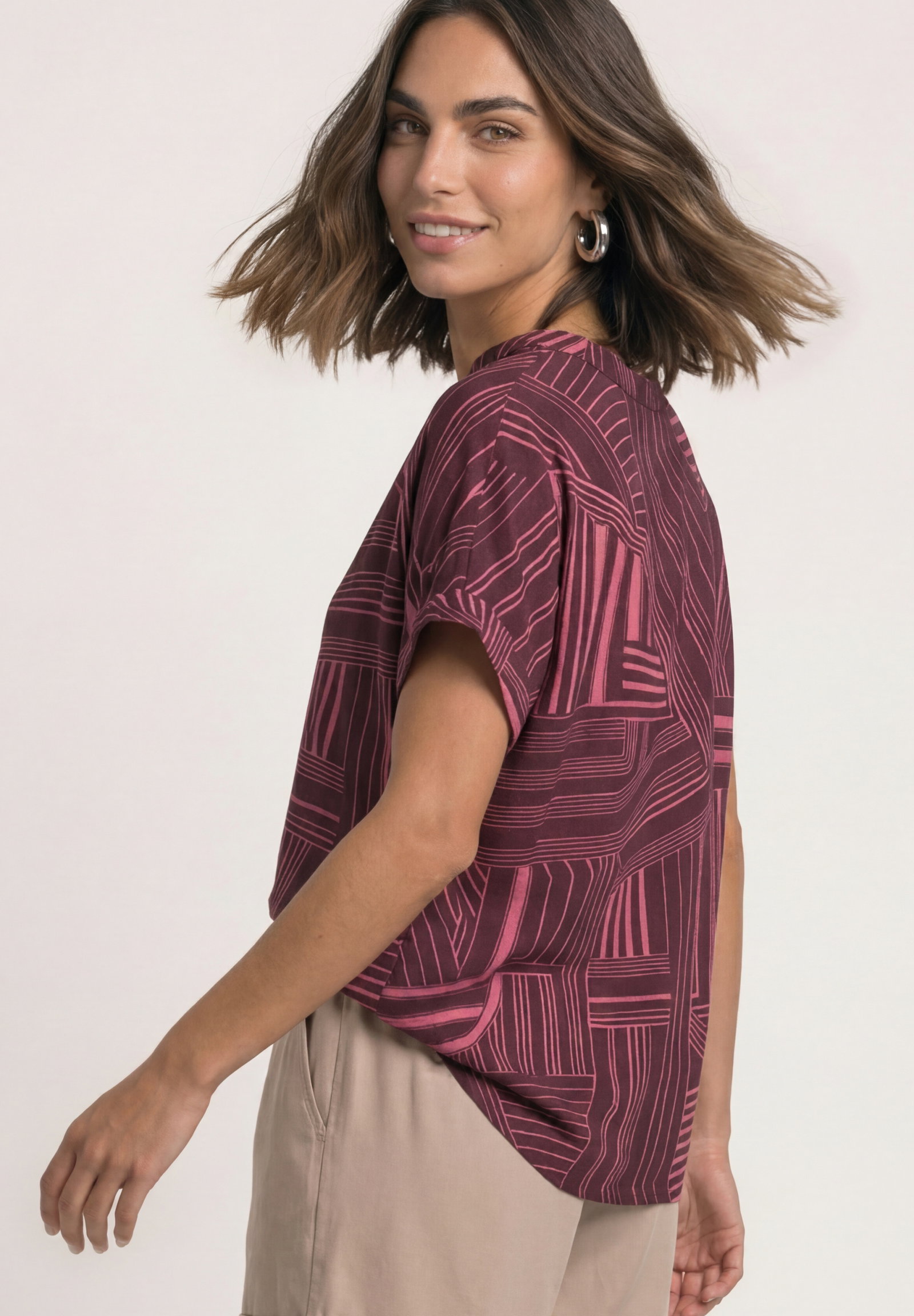 LTD QR printed mat-mix shirt w, blush berry #4