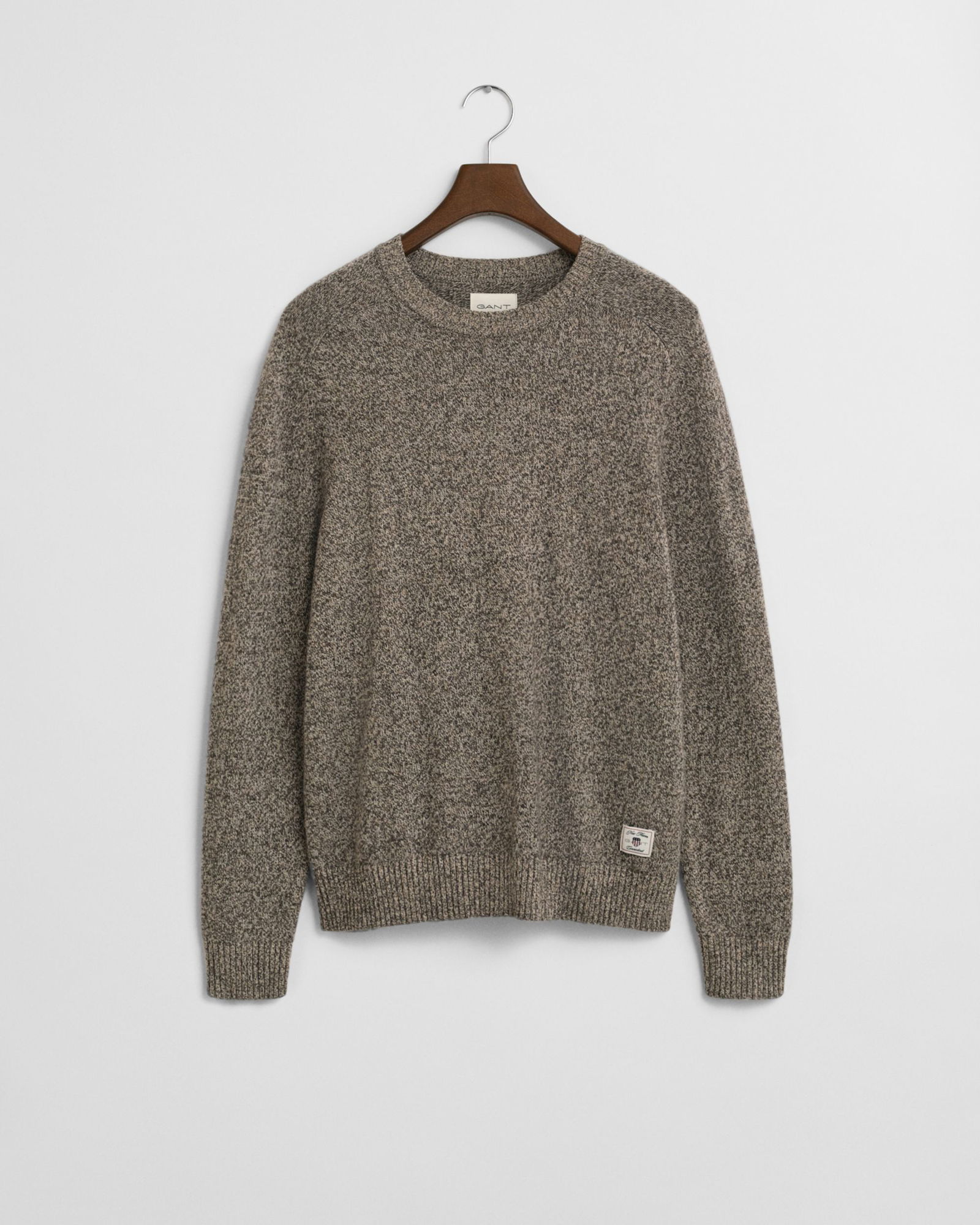  | WOOL BLEND MOULINE C-NECK, BROWN MELANGE | XXXL