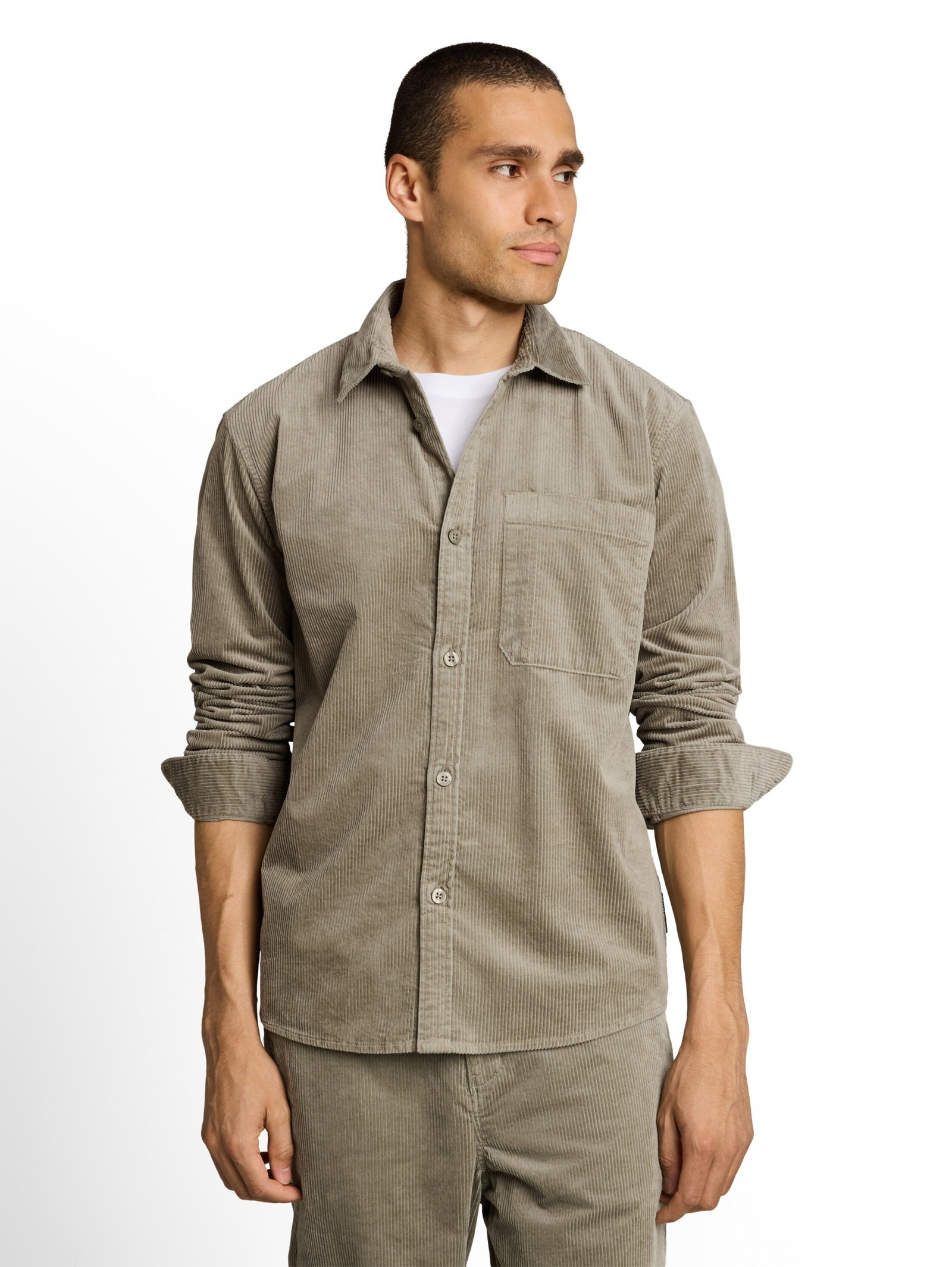 relaxed corduroy shirt, dark sage green #6
