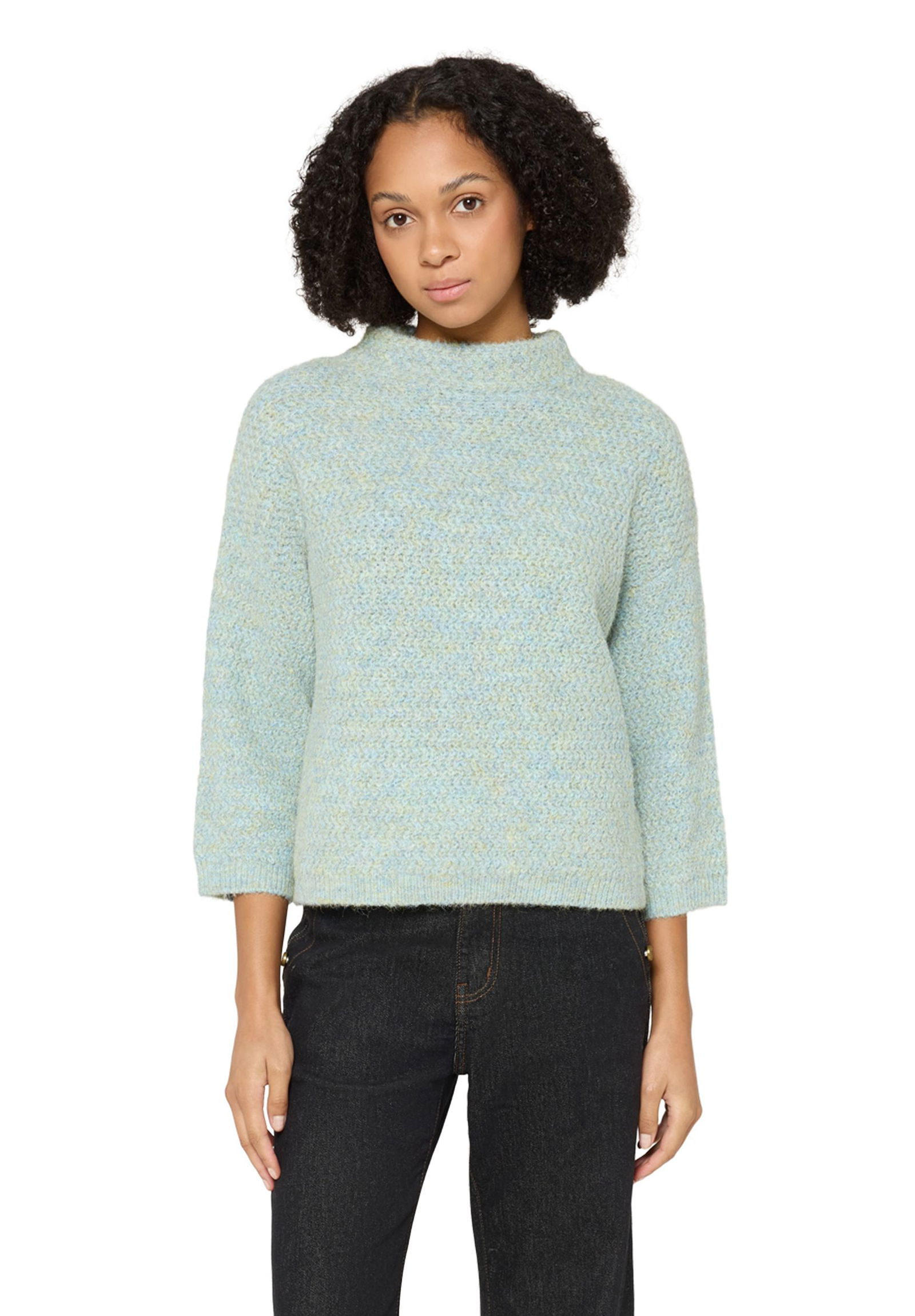 |  Strickpullover Lang 3/4 Arm, Light Blue/Cream | 44