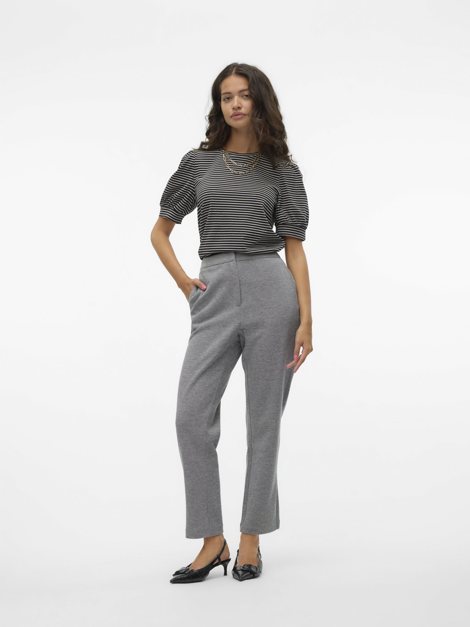 VMJULIA NW ANKEL PANT JRS NOOS, Dark Grey Melange #2
