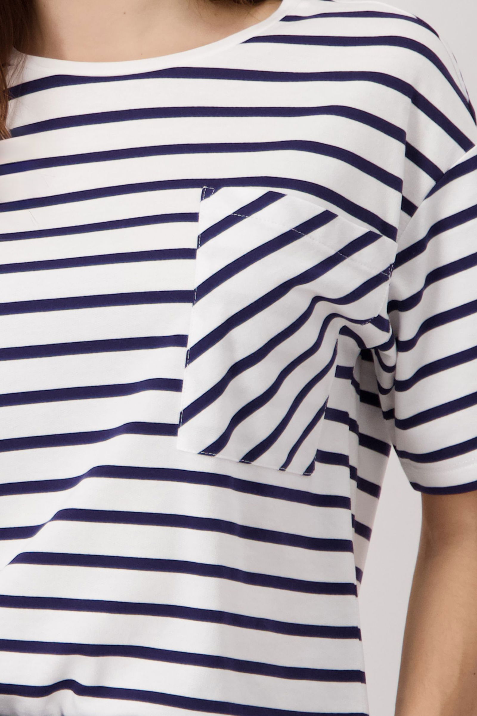 Monari | T-Shirt, navy blue ringel | 38
